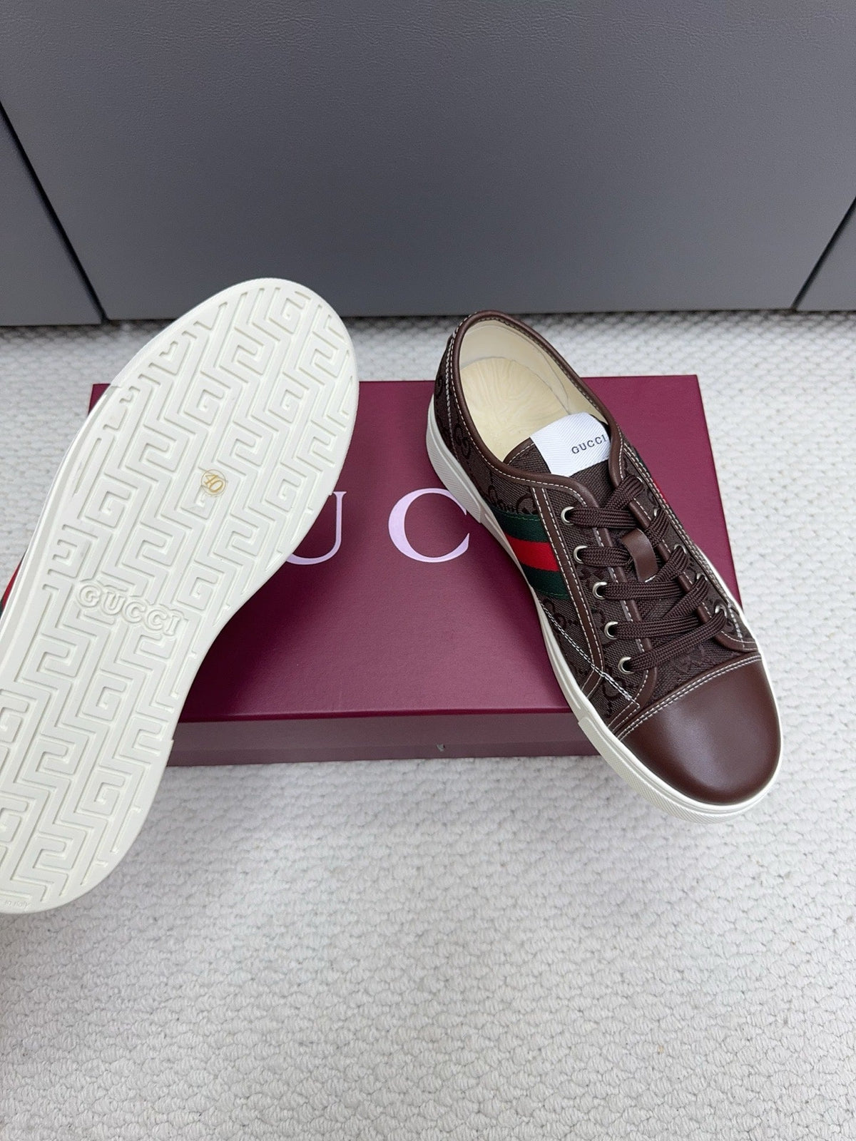 GG Tennis 1977 Sneakers Chocolate Canvas Leather 788208