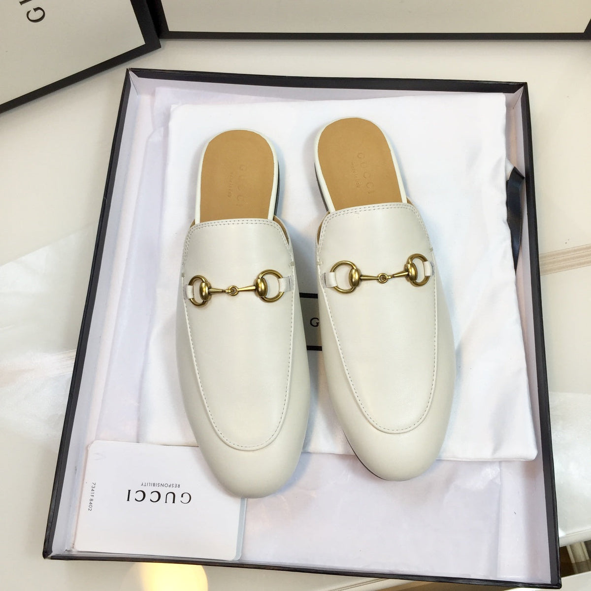 GG SLIPPER PRINCETOWN WHITE CALFSKIN