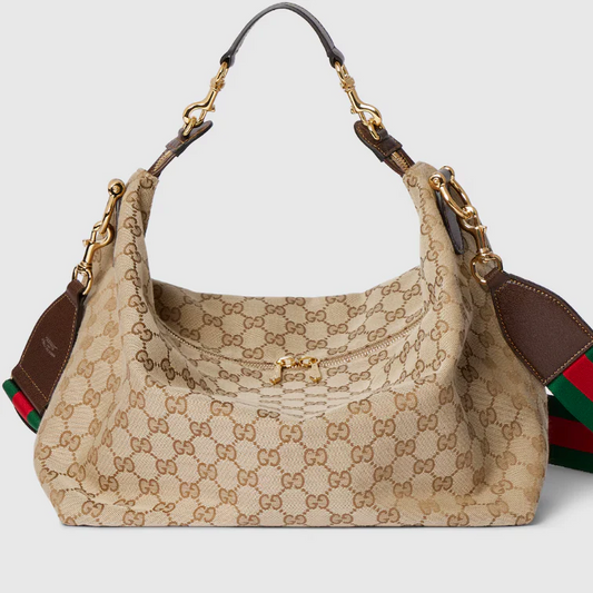 Gucci 2026 Brera Bag Sand And Dark Brown Canvas Leather