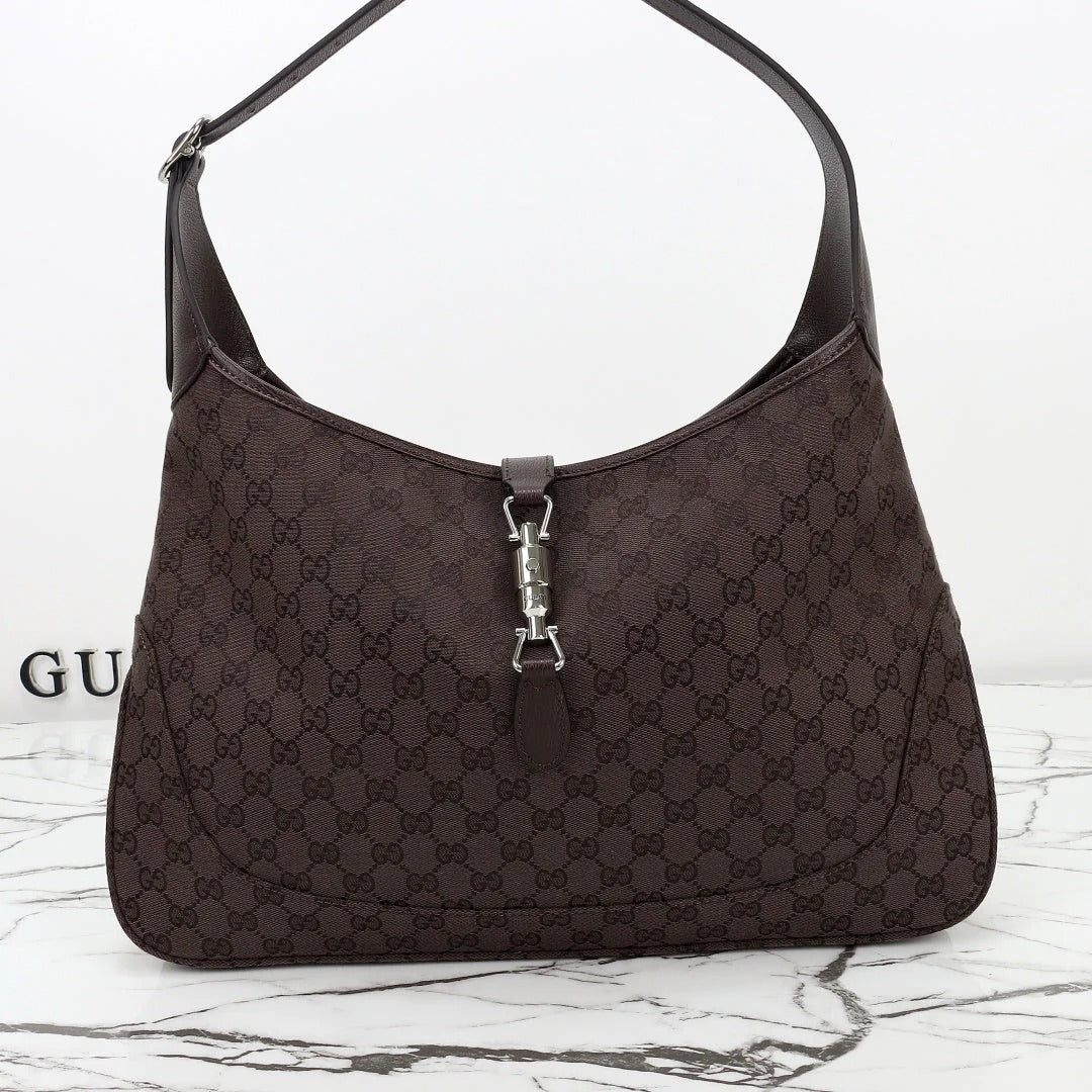 Gucci 2026 Jackie 1961 40cm Dark Brown Canvas Leather