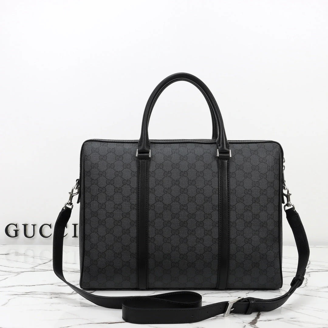 Gucci 2026 Mega Web Trademark Briefcase 38cm Canvas Leather