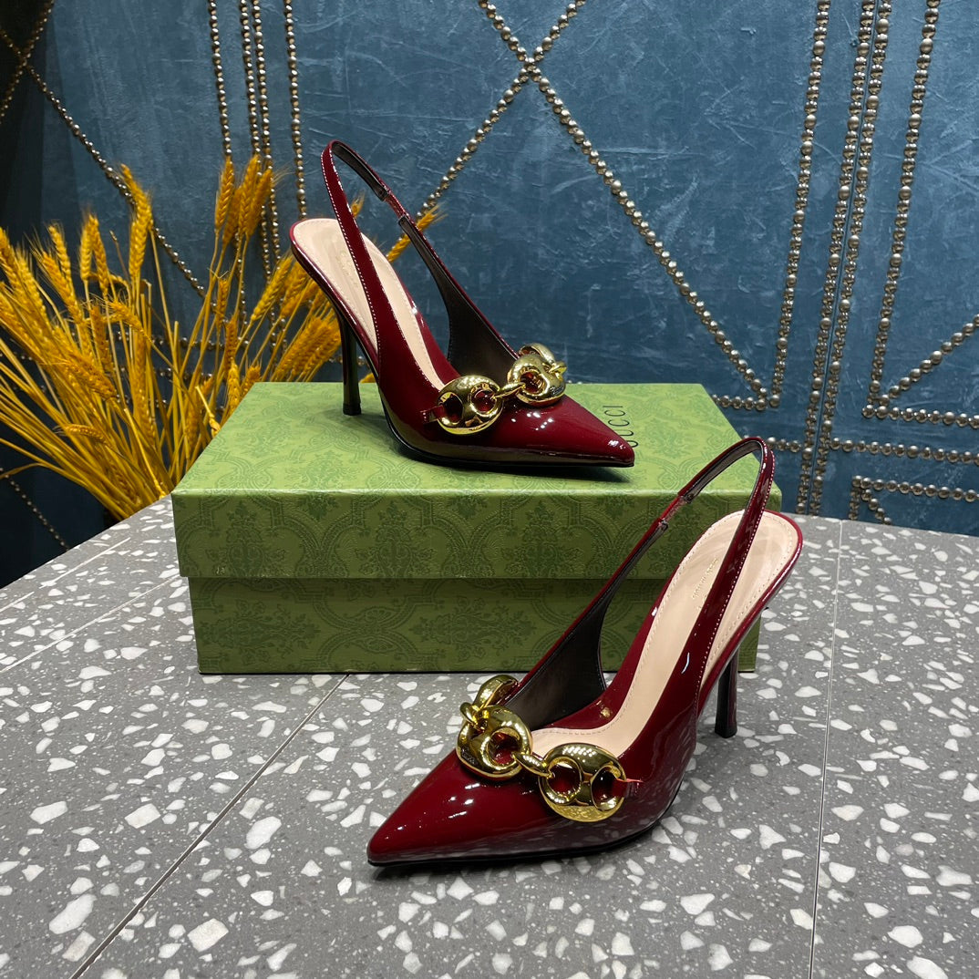 WOMEN'S SLINGBACK 45MM IN DARK RED CALFSKIN