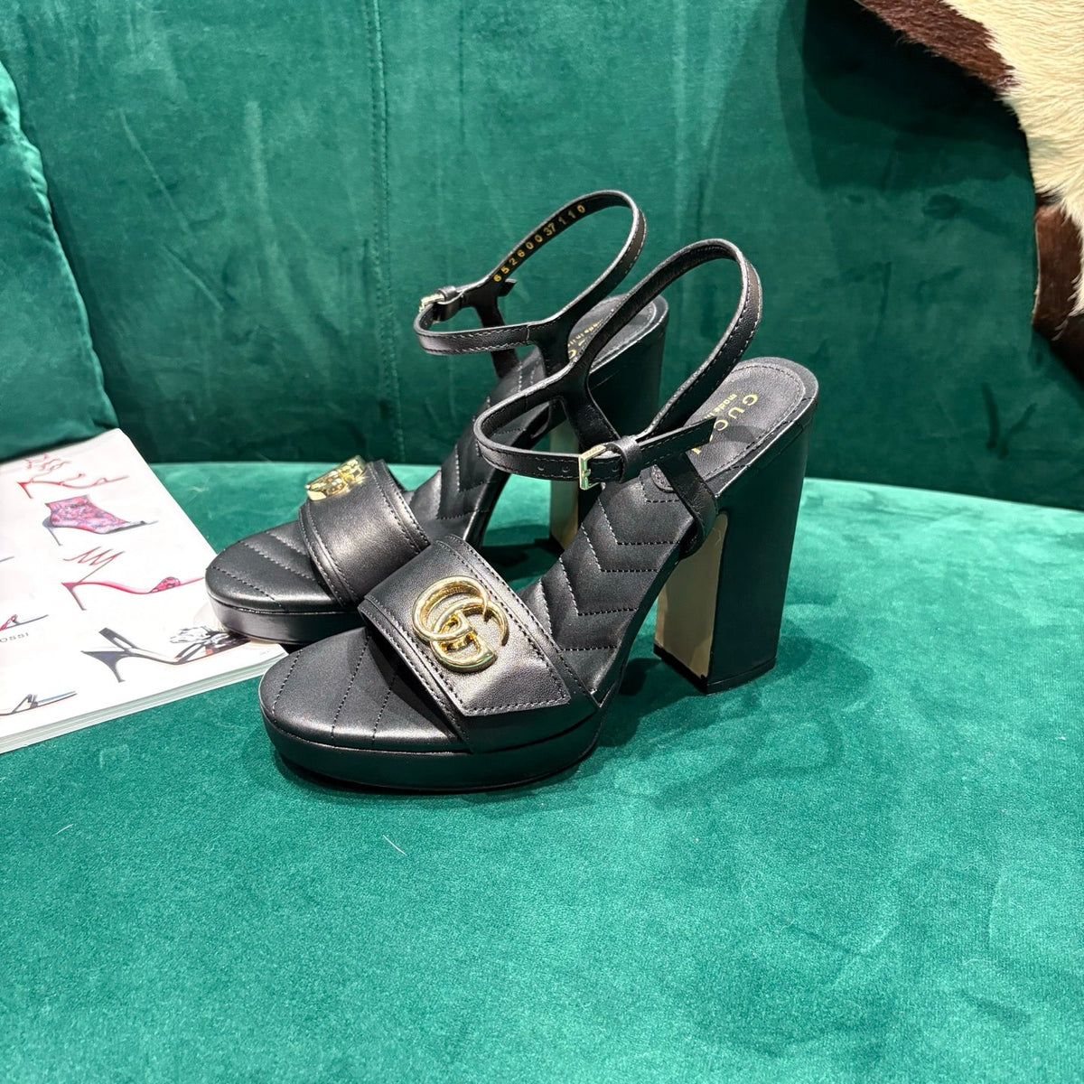 GG Platform Sandals With The Double G Black Leather 741240