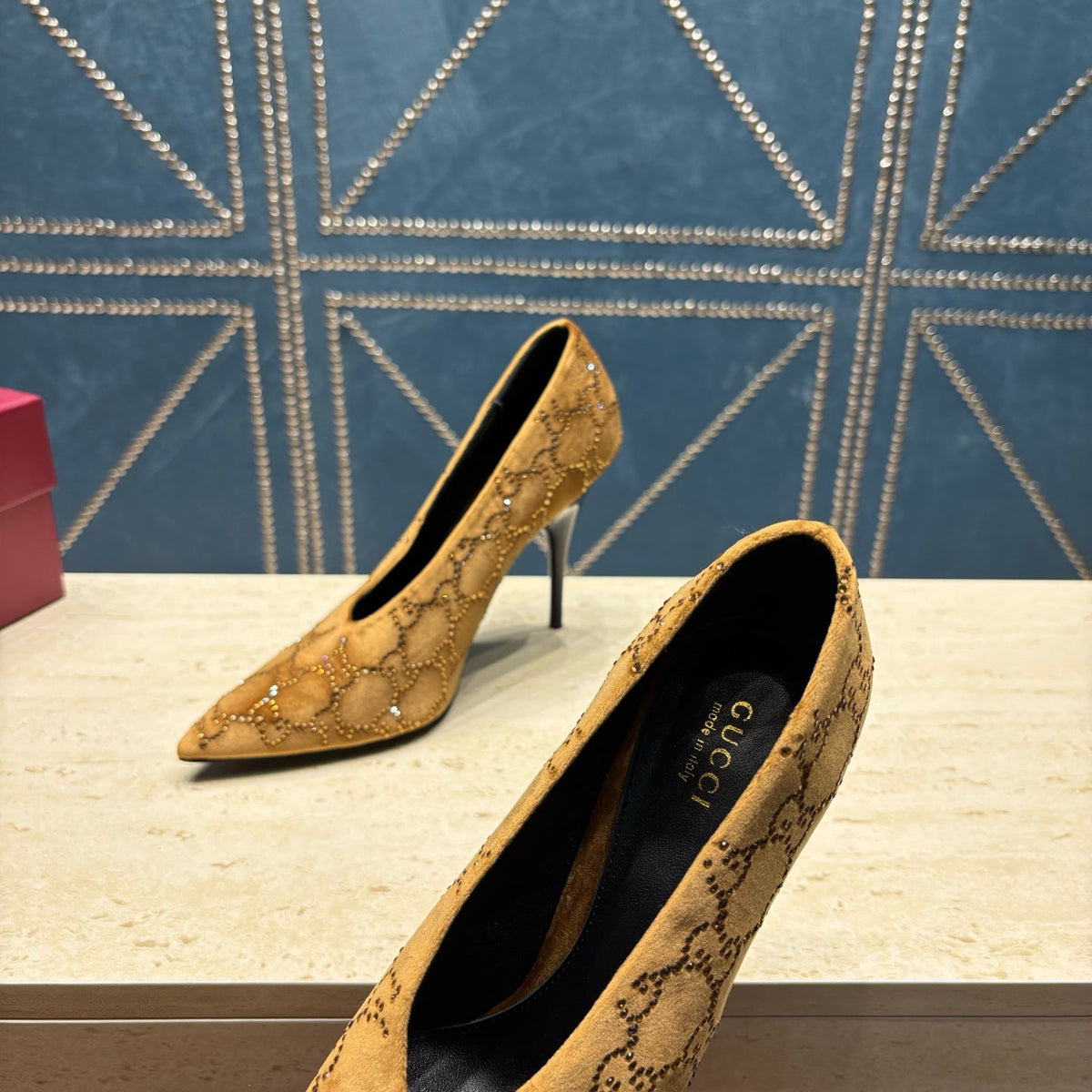 GG High-Heeled Pump 10.5cm Brown Velvet 741293