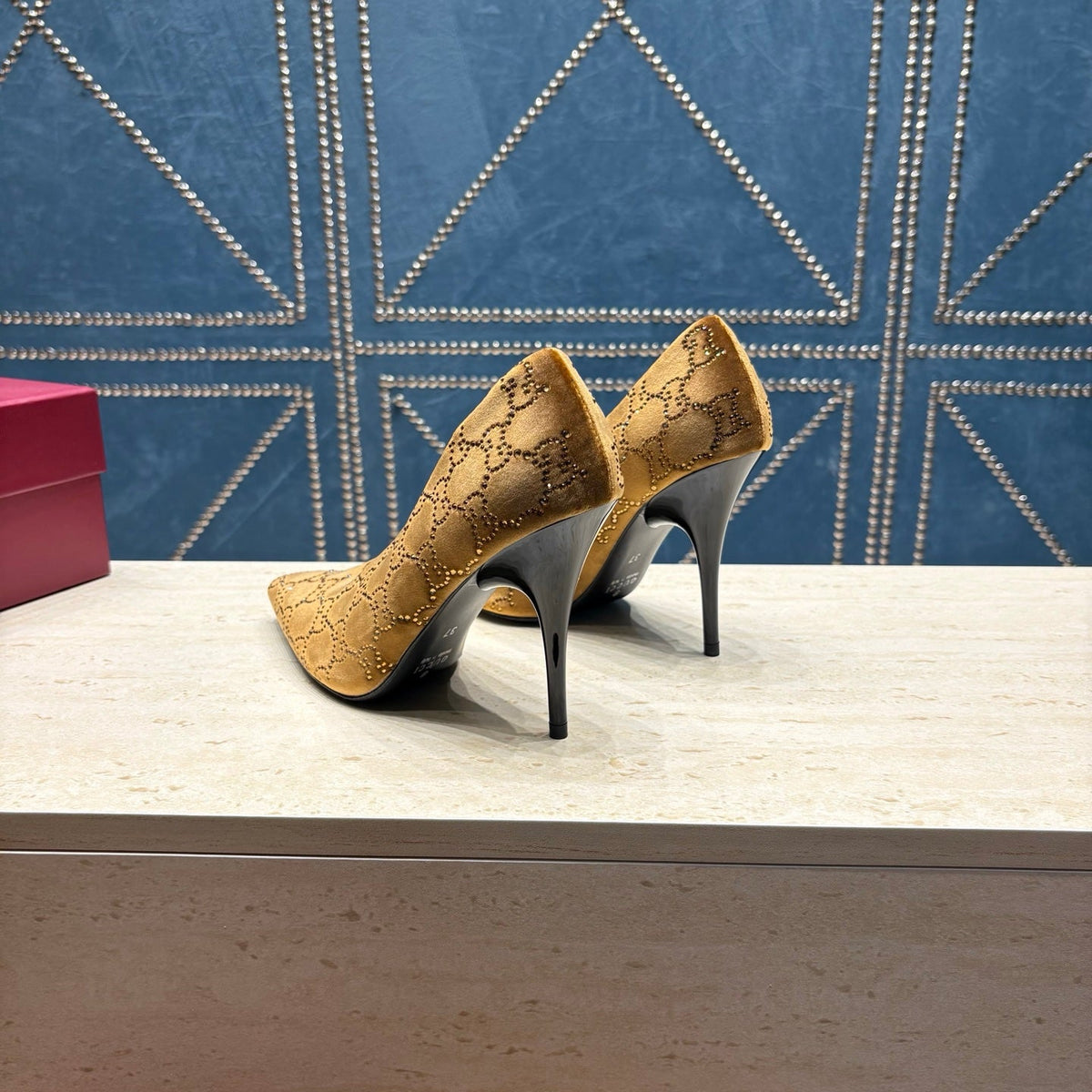 GG High-Heeled Pump 10.5cm Brown Velvet 741293