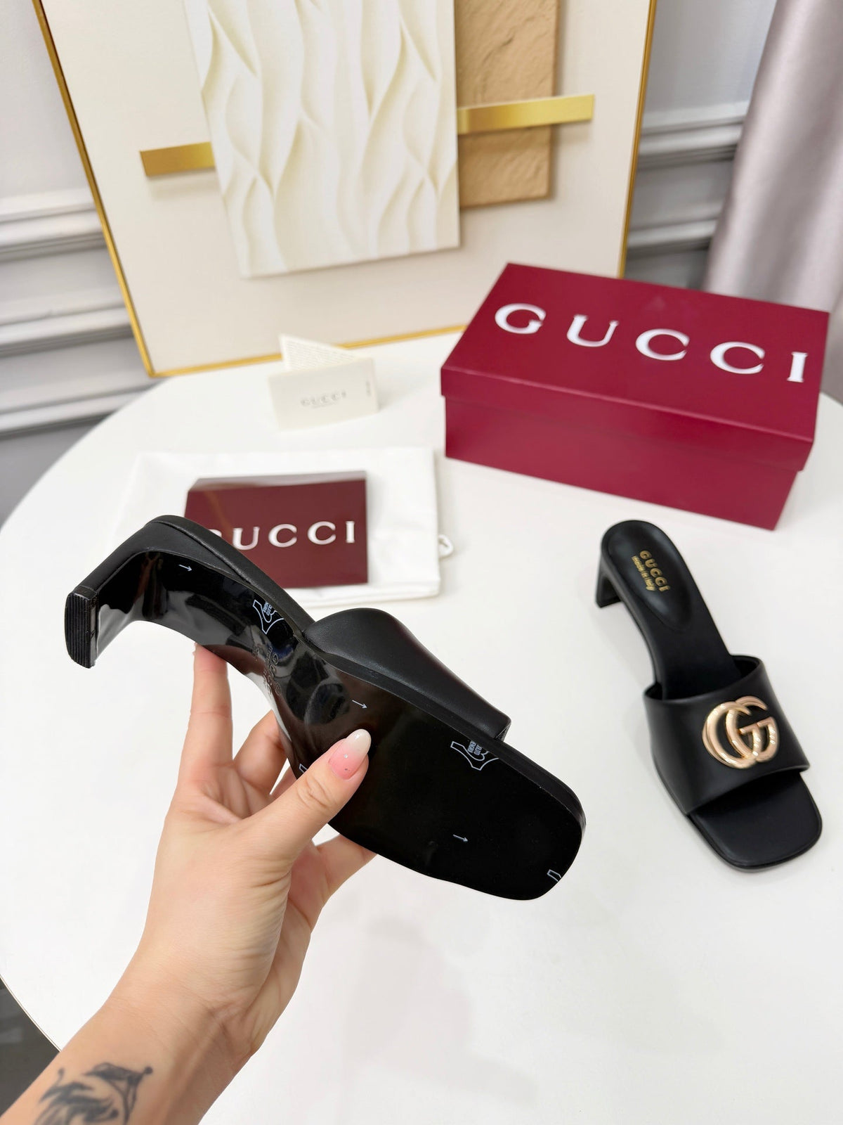 GG 2026 Early Spring Sandals Black Sheepskin 688534