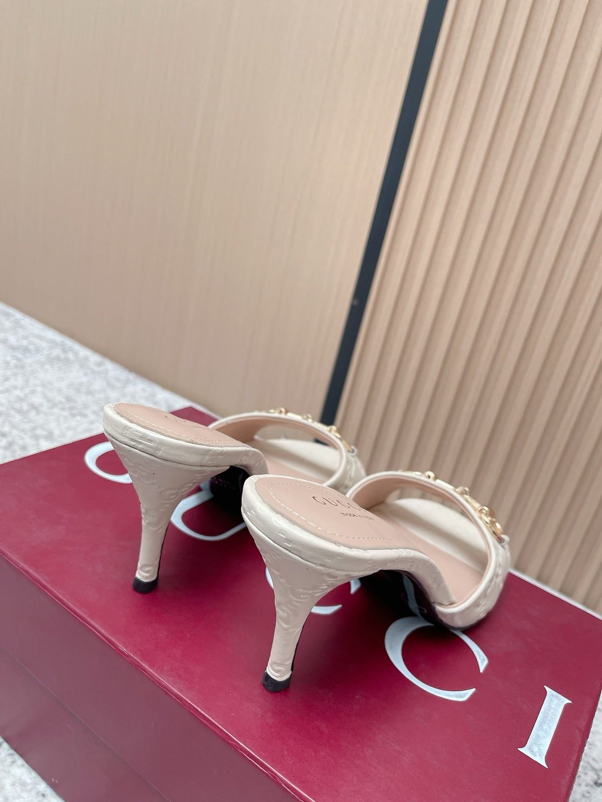 GG Sandal With Horsebit 8.5cm White Shiny Leather 752223