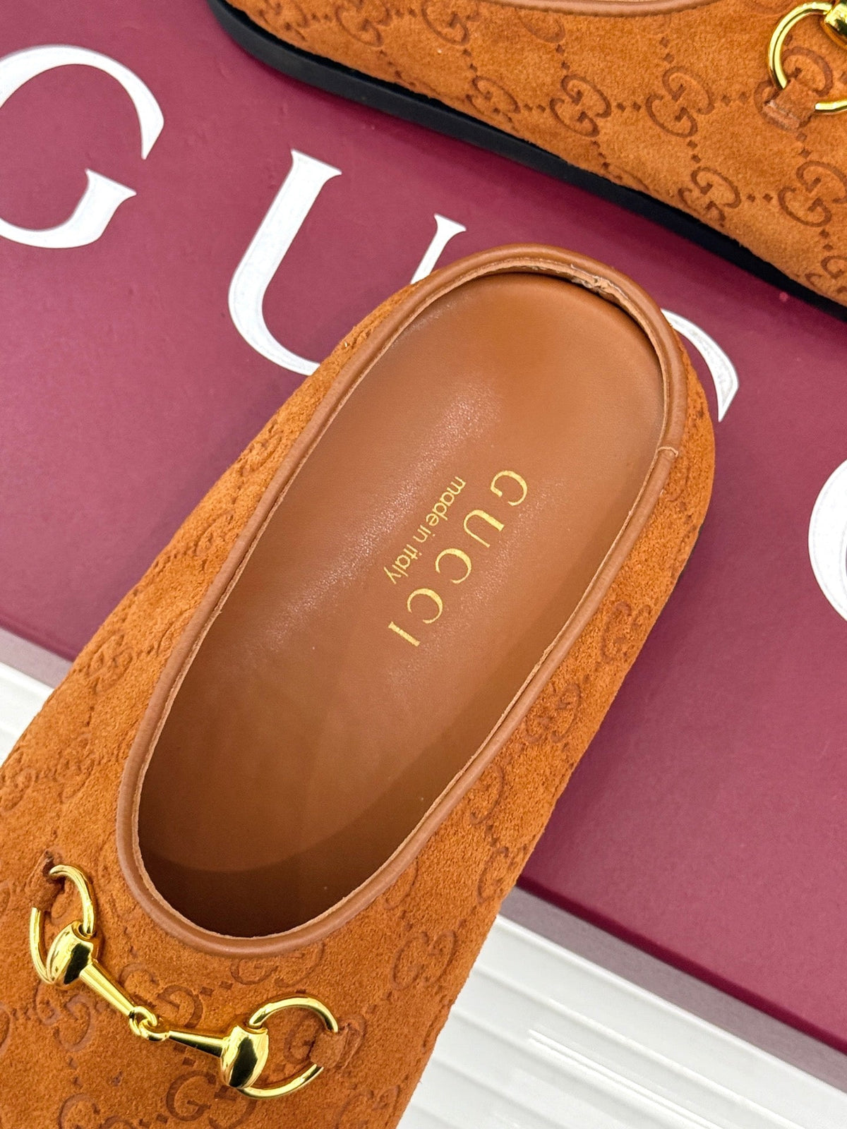 GG Mule With Horsebit Orange Suede 905743