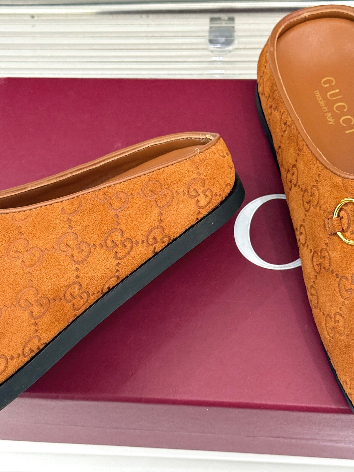 GG Mule With Horsebit Orange Suede 905743