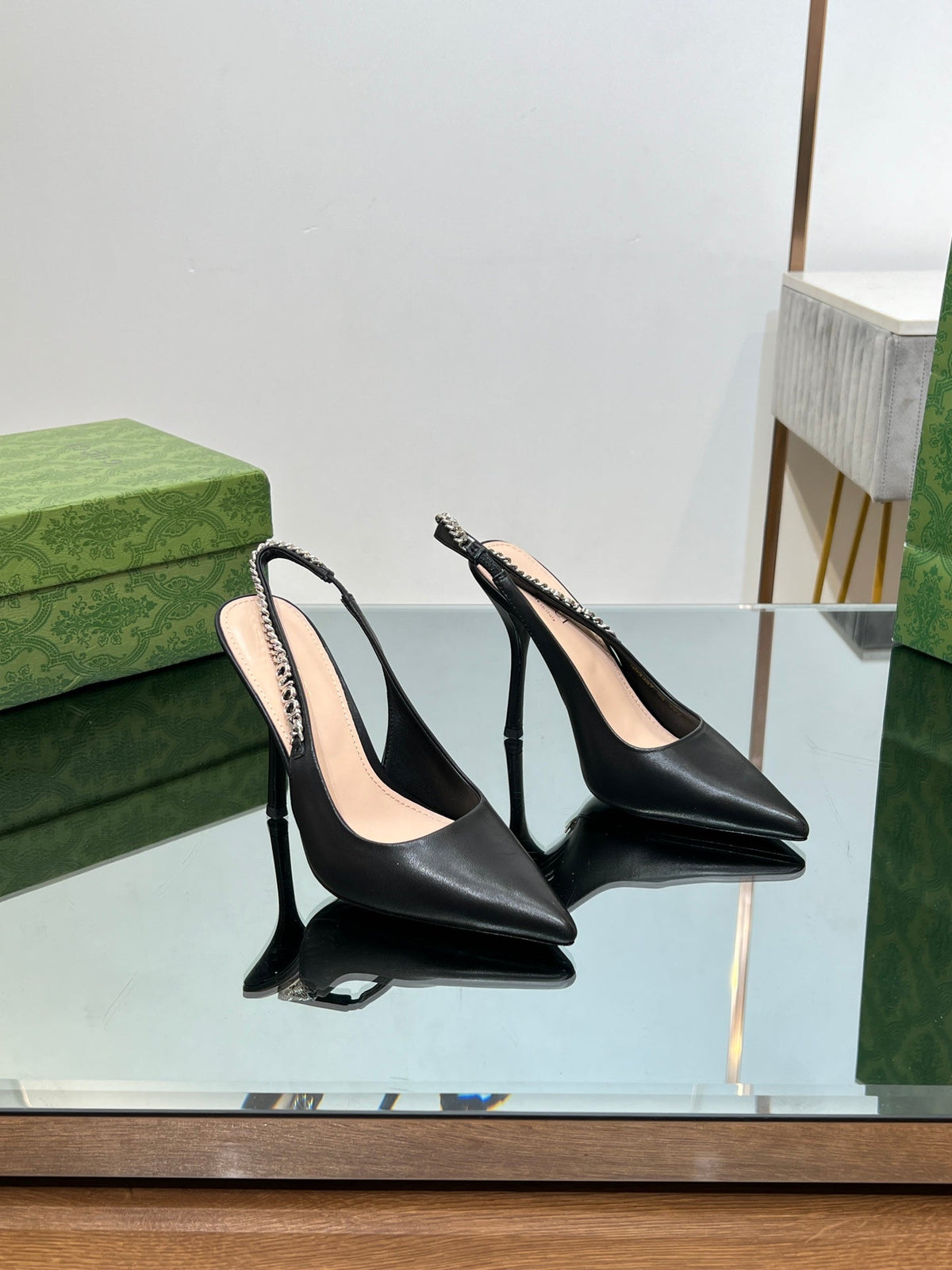 GG SIGNORIA SLINGBACK PUMP BLACK LAMBSKIN