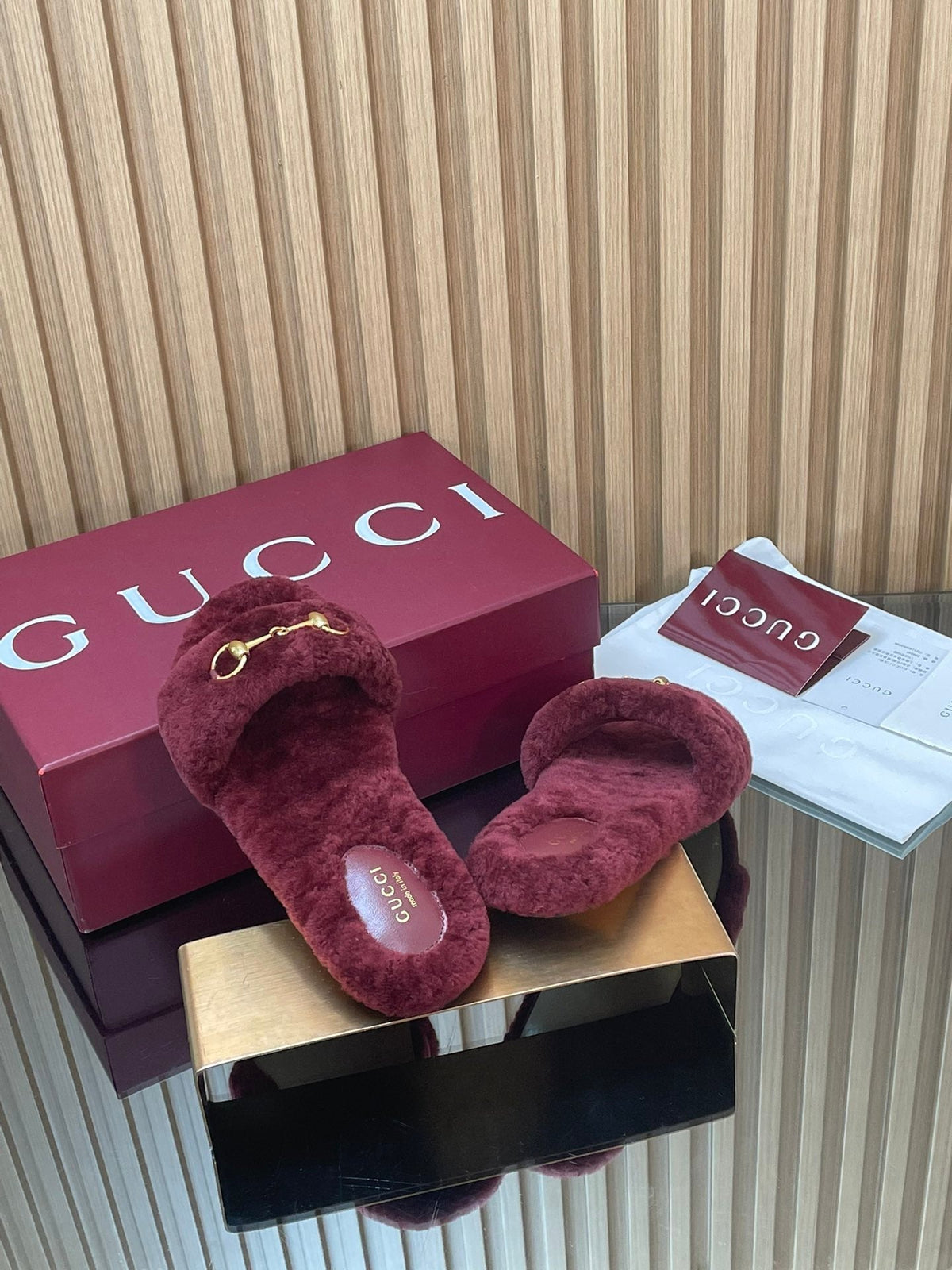 Gucci 2025 Horsebit Slipper Red Wool 562870