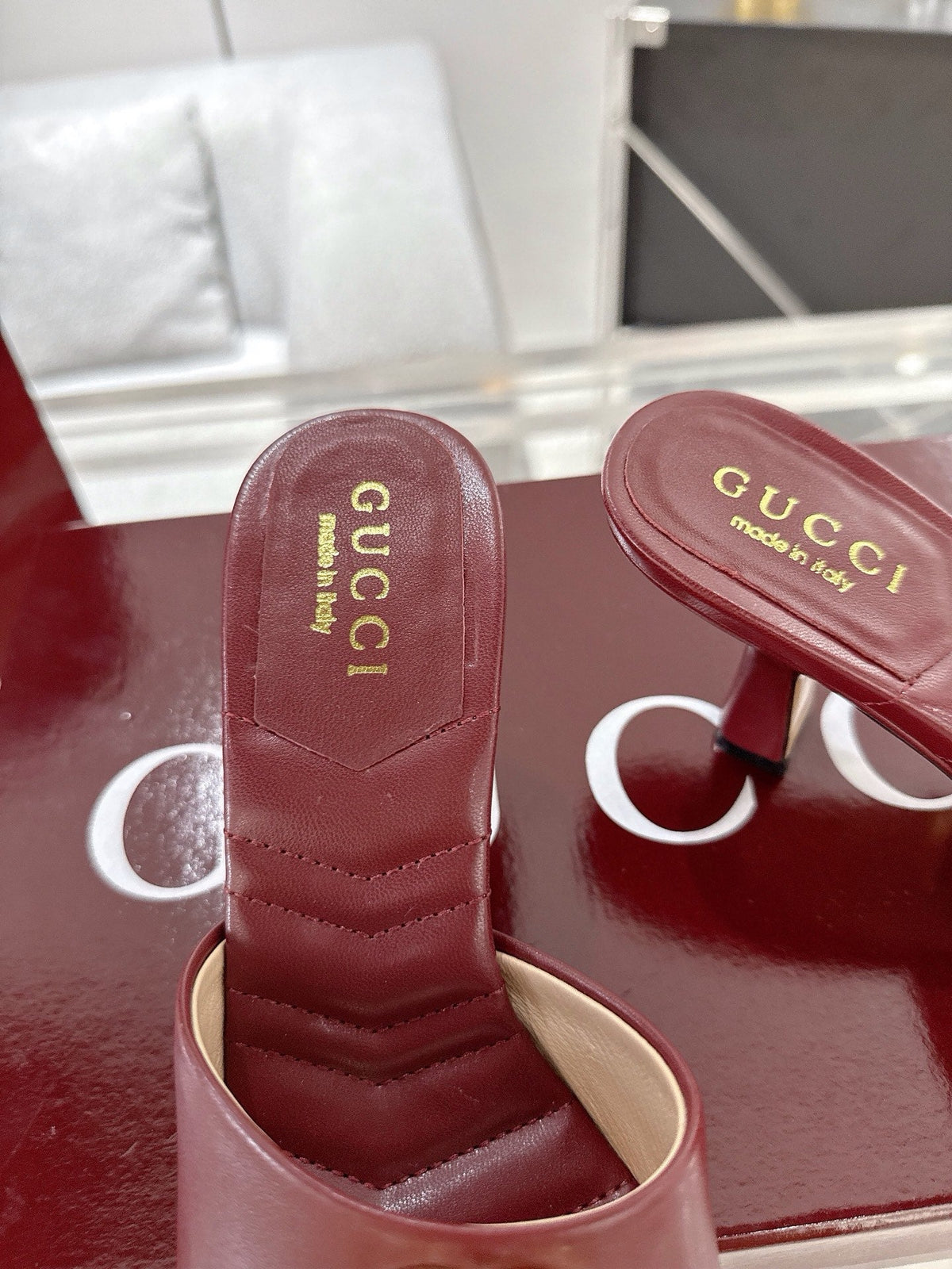 GC 2025 Double G High Heel Sandals Red Sheepskin 292470
