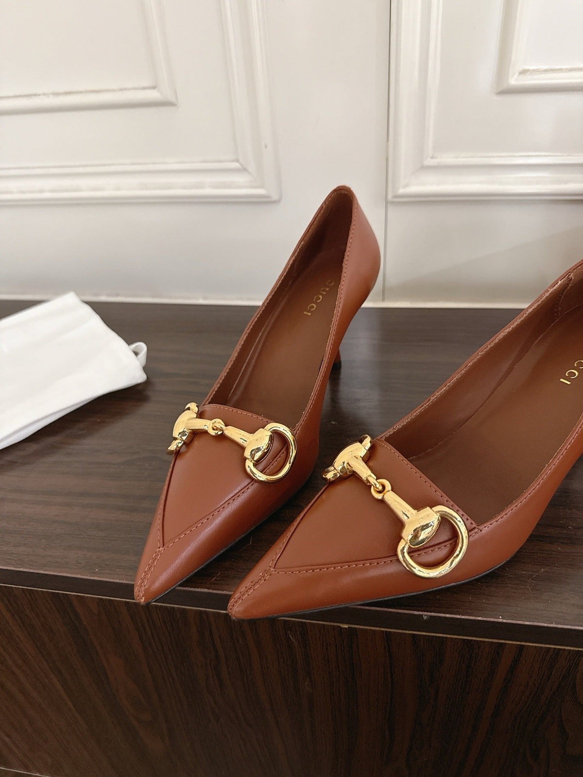 GG Boulevard Pumps 7.5cm Brown Leather 888853