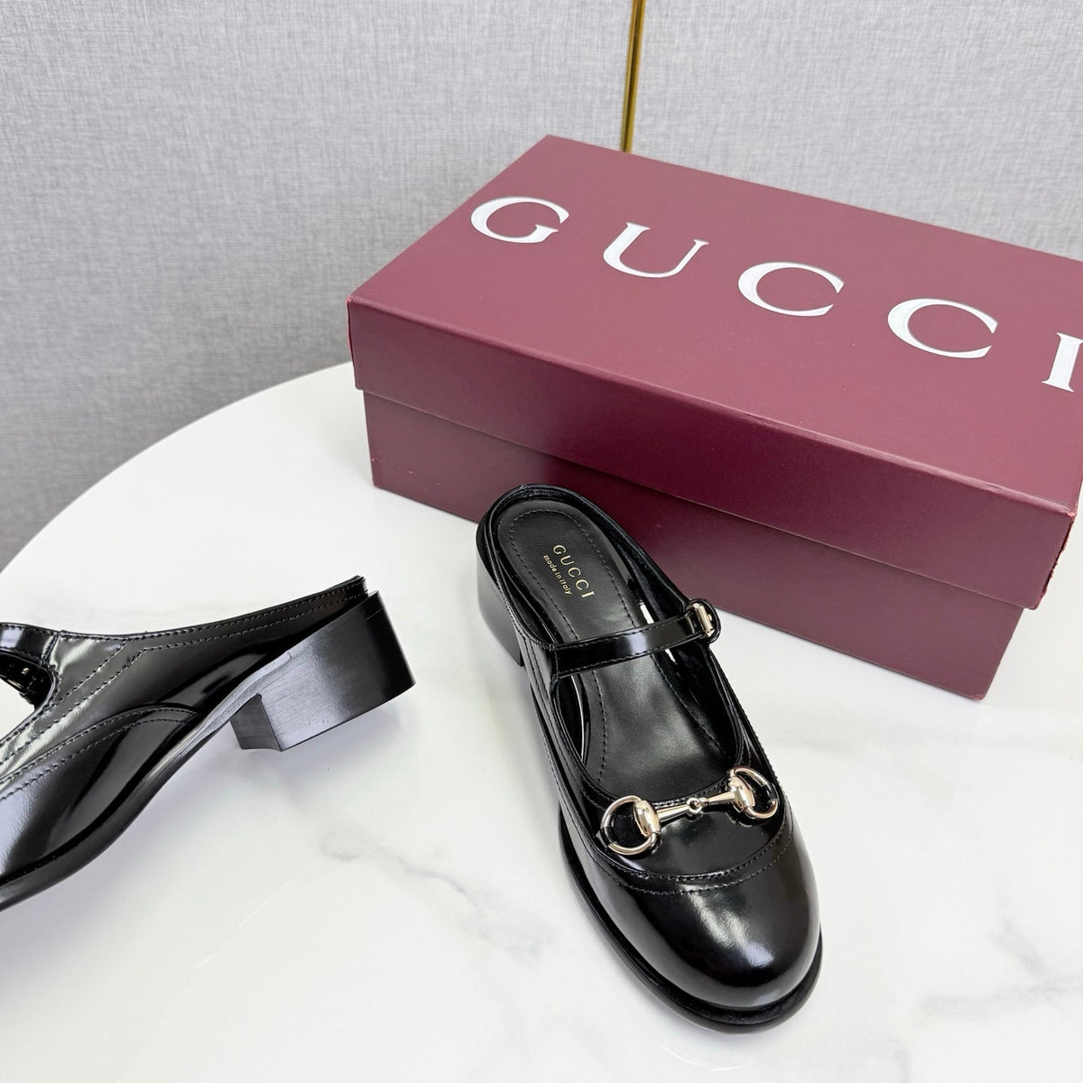GG 26s Horsebit Slip-on Loafers Black Glossy Leather 639926