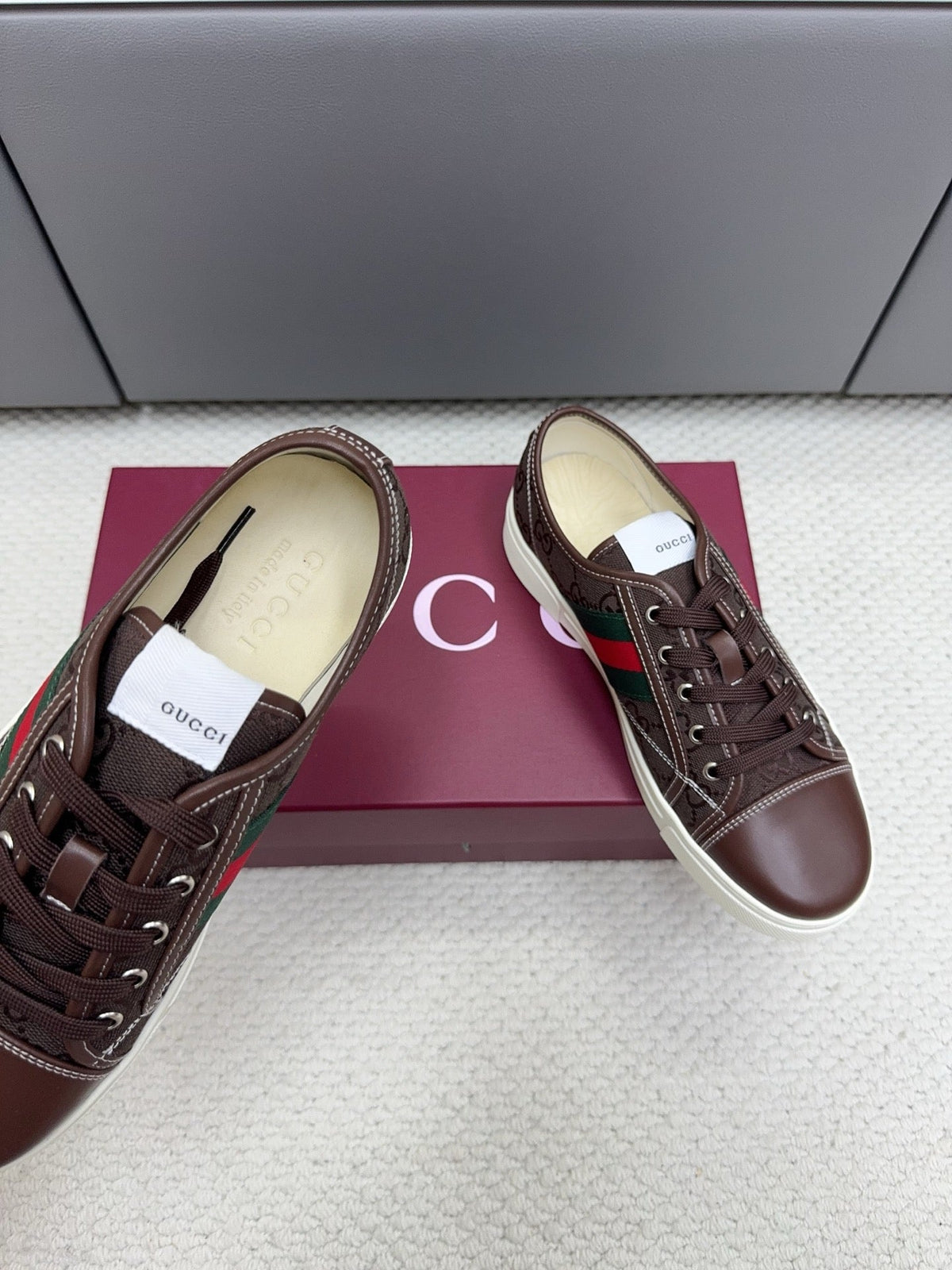 GG Tennis 1977 Sneakers Chocolate Canvas Leather 788208
