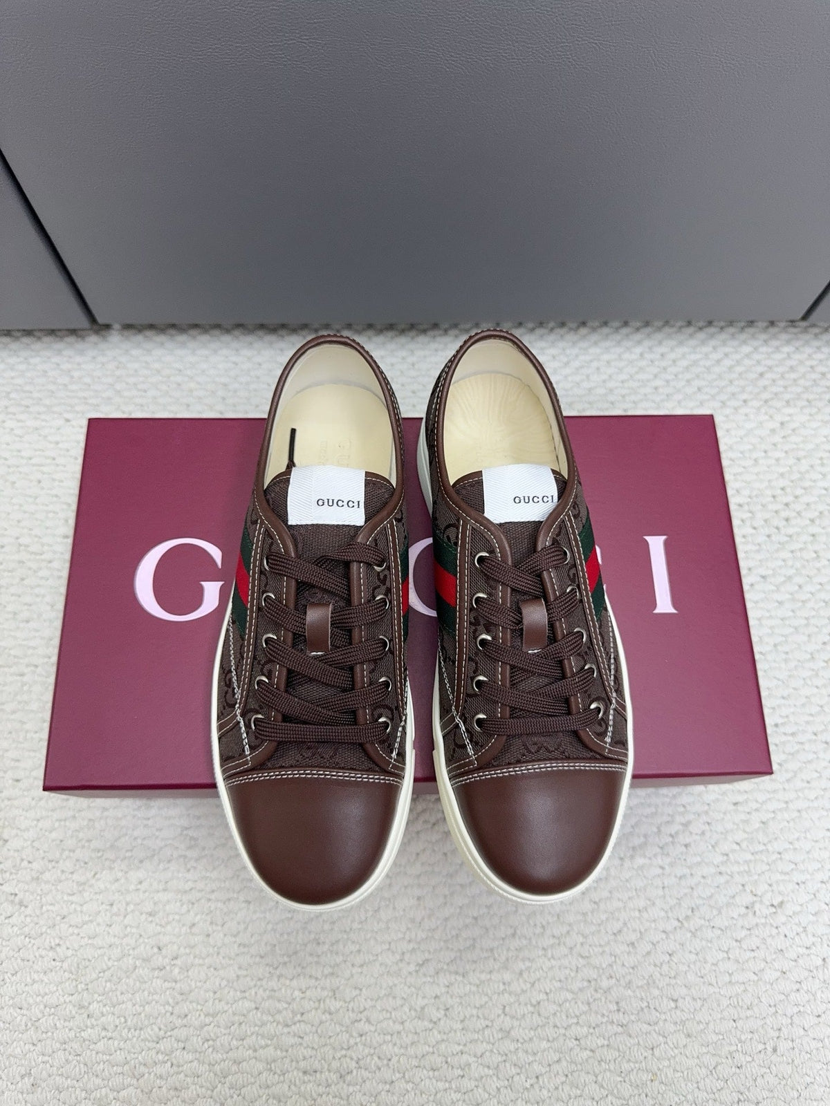 GG Tennis 1977 Sneakers Chocolate Canvas Leather 788208