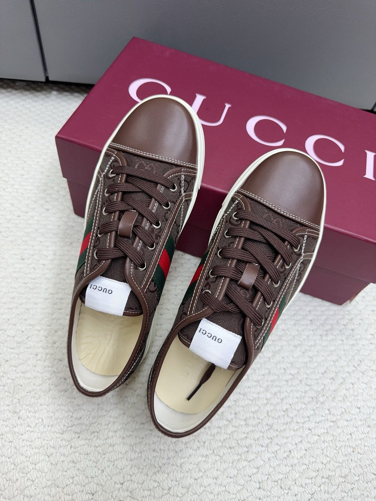 GG Tennis 1977 Sneakers Chocolate Canvas Leather 788208