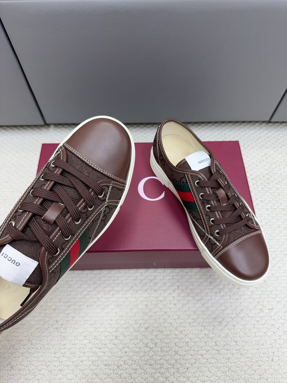 GG Tennis 1977 Sneakers Chocolate Canvas Leather 788208