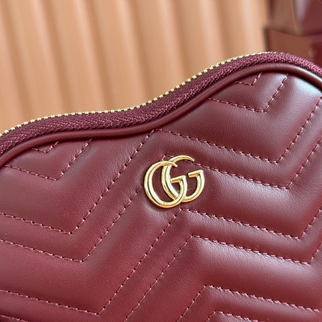 Gucci Marmont Heart Bag Rosso Ancora Red Calfskin 255058