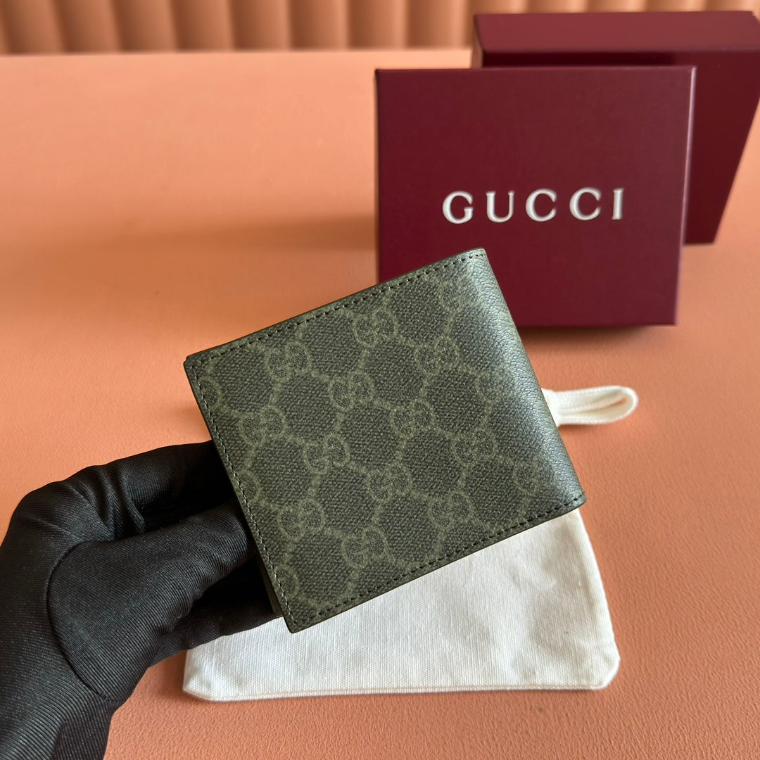 GG Monogram Bi-Fold Wallet Forest Green Fabric