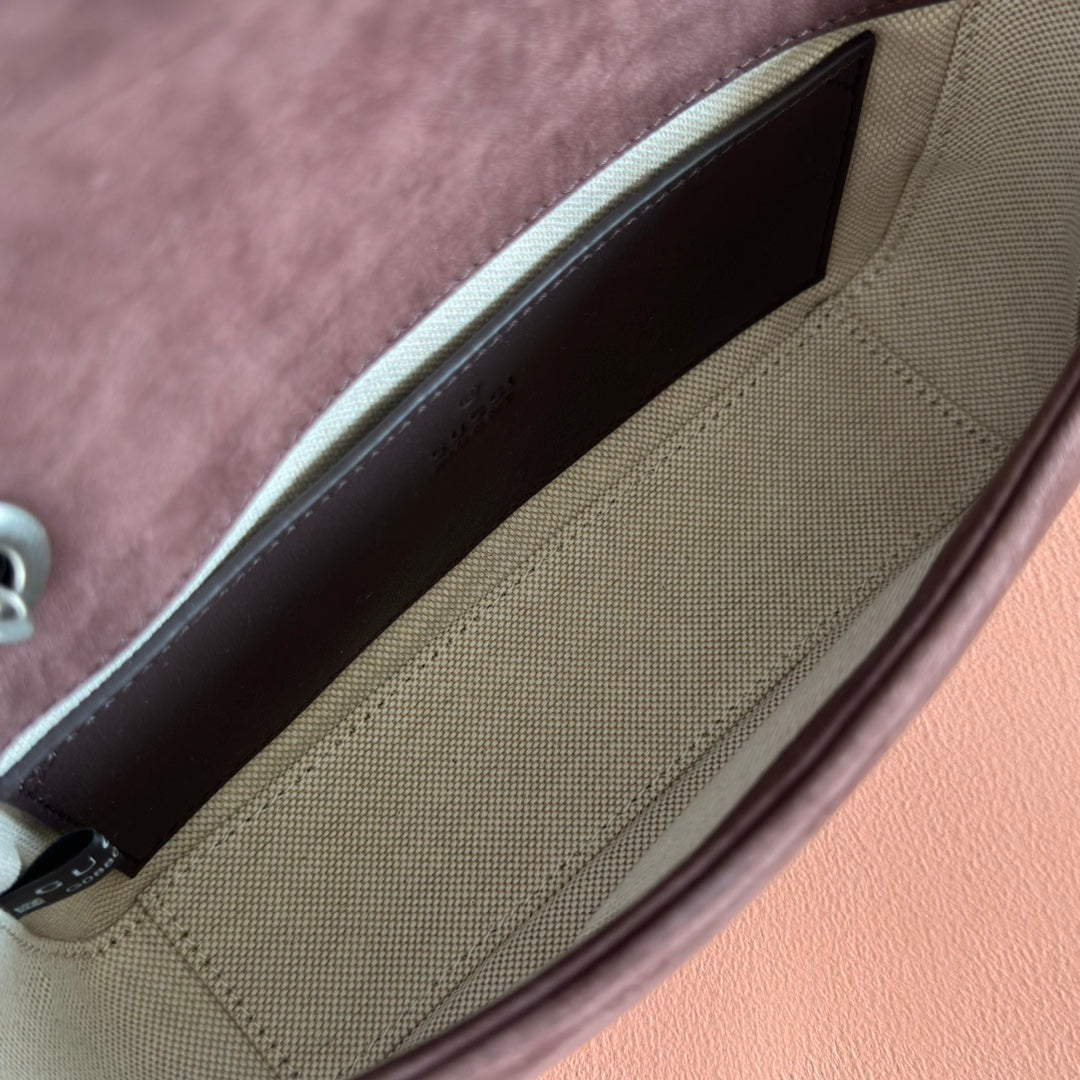 Gucci Marmont Bag 26 Red Brown Suede Gold Hardware 272099