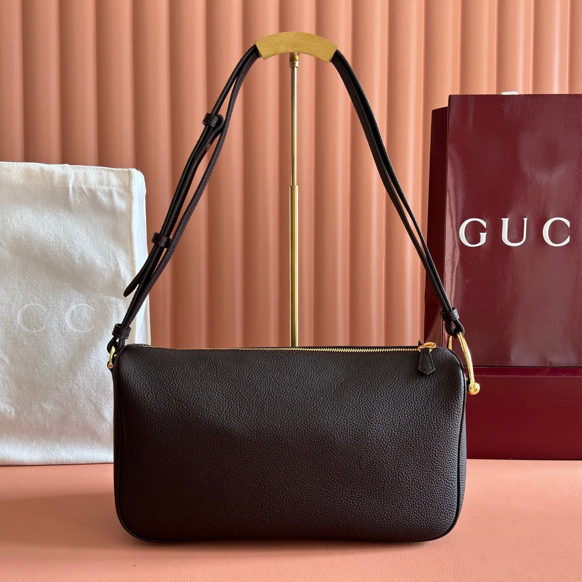 GG Half Horsebit Bag 31.5cm Black Grain Leather