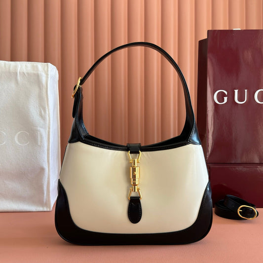 GG Jackie 1961 Small Shoulder Bag Black White Calfskin 280971