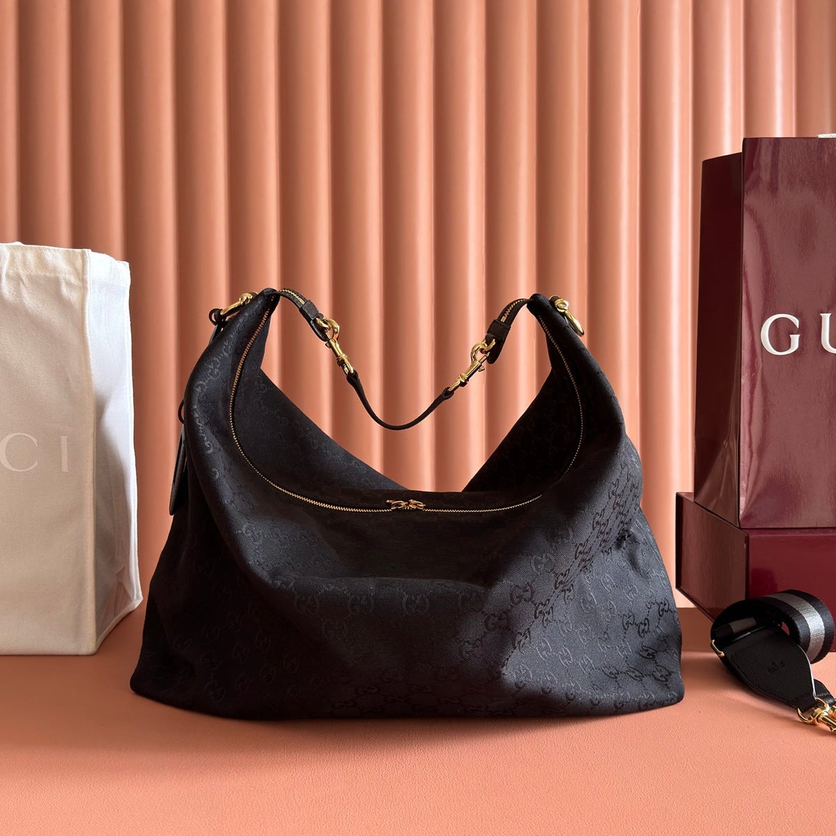 GG Brera Large Crossbody Bag Black Canvas 292650