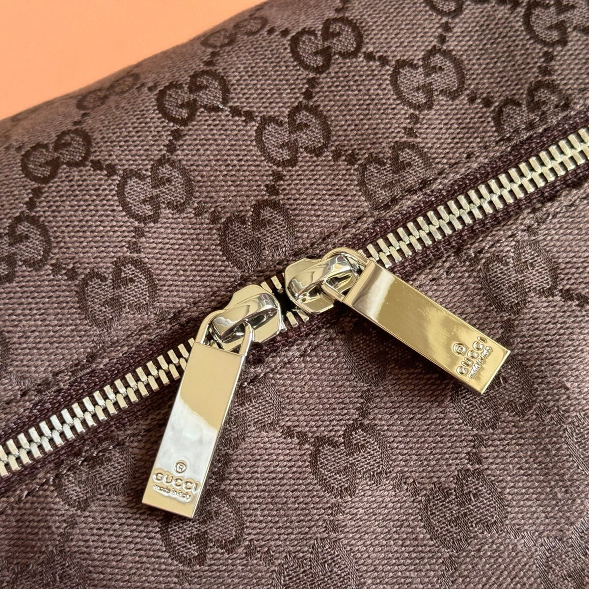 GG Melrose Medium Boston Bag Dark Brown Canvas