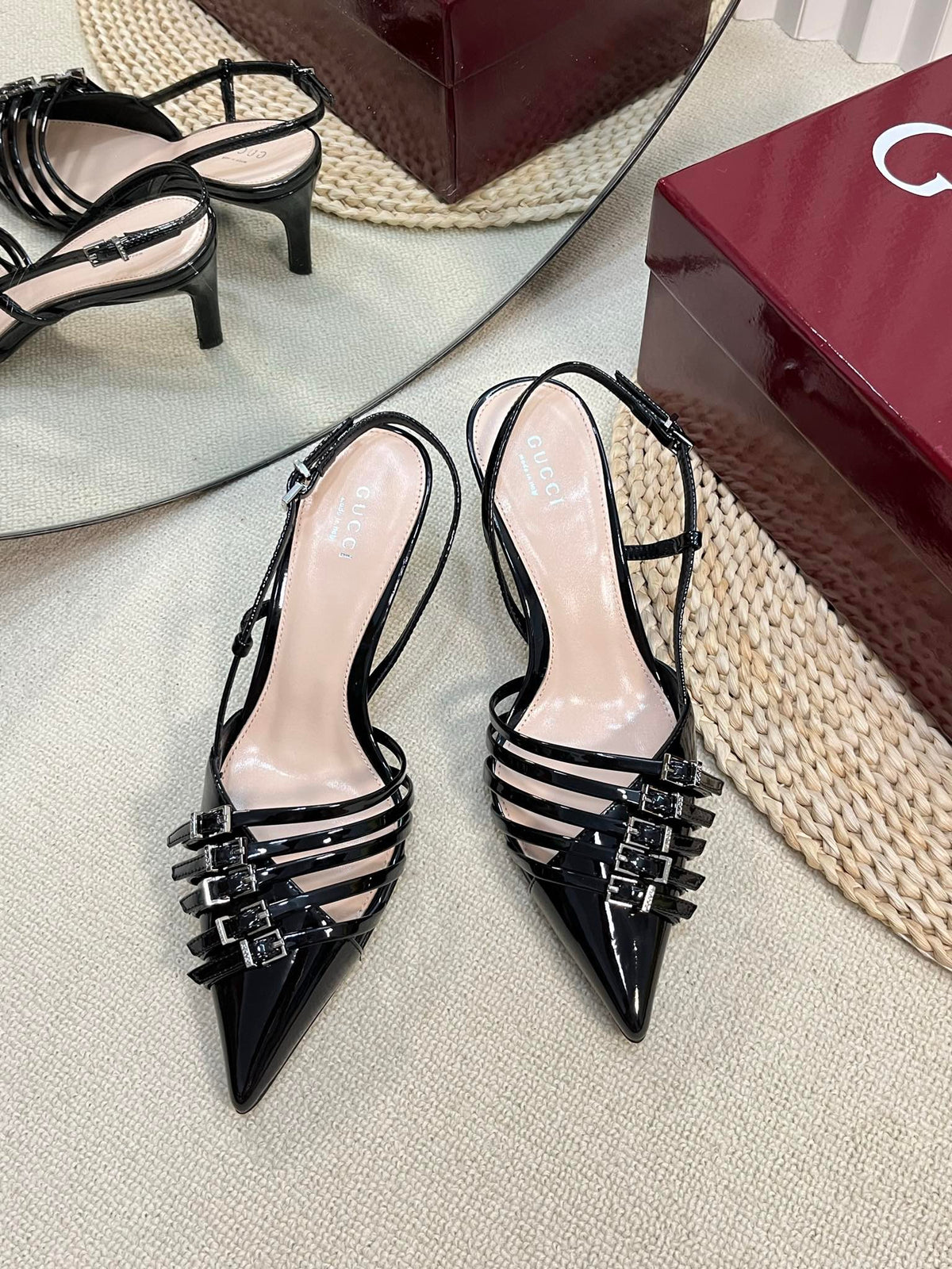 GC Regent Buckles Slingback Black Leather 294605