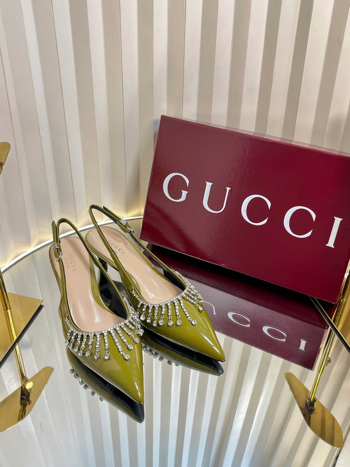 GC 25 Embellished Slingback Dark Green Patent Leather 294626