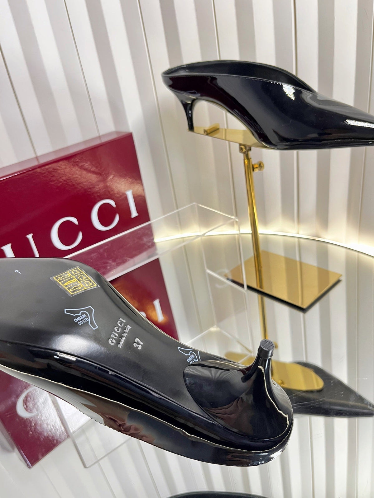 GG Women's Heeled Mules 50mm Black Patent Leather 548399