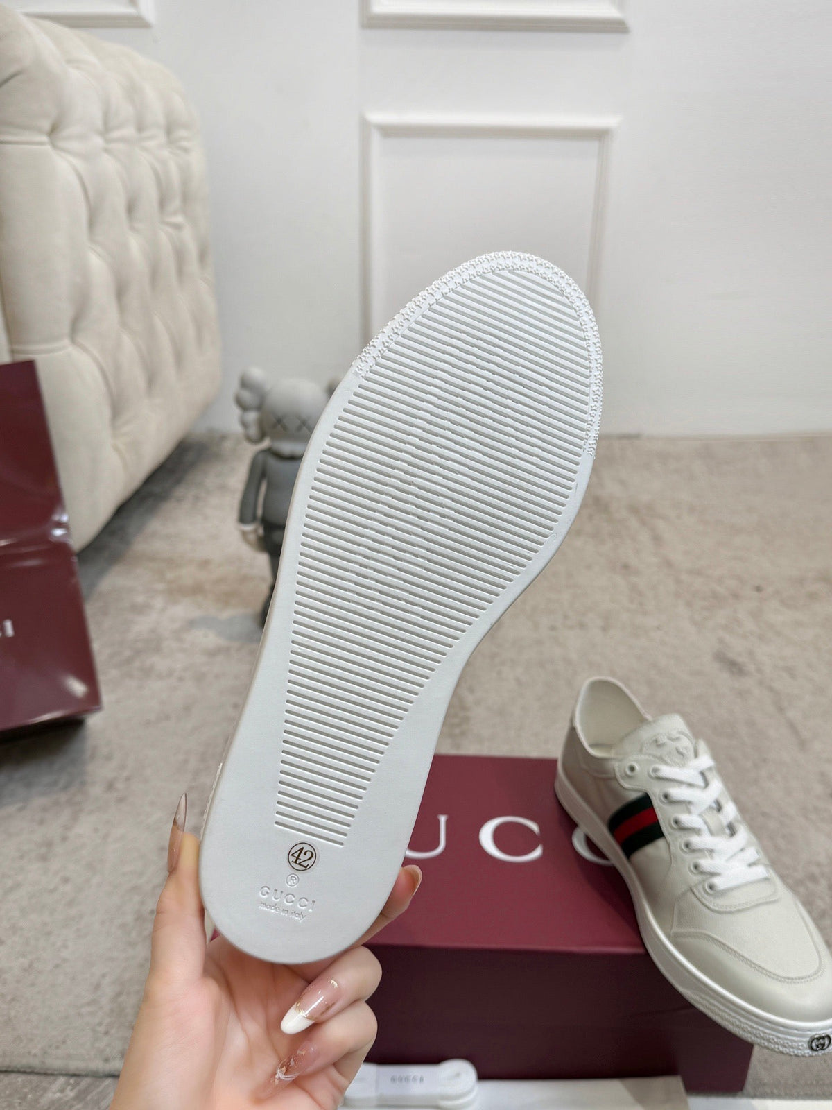 GG Stretch Low-Top Trainers White Leather 824427
