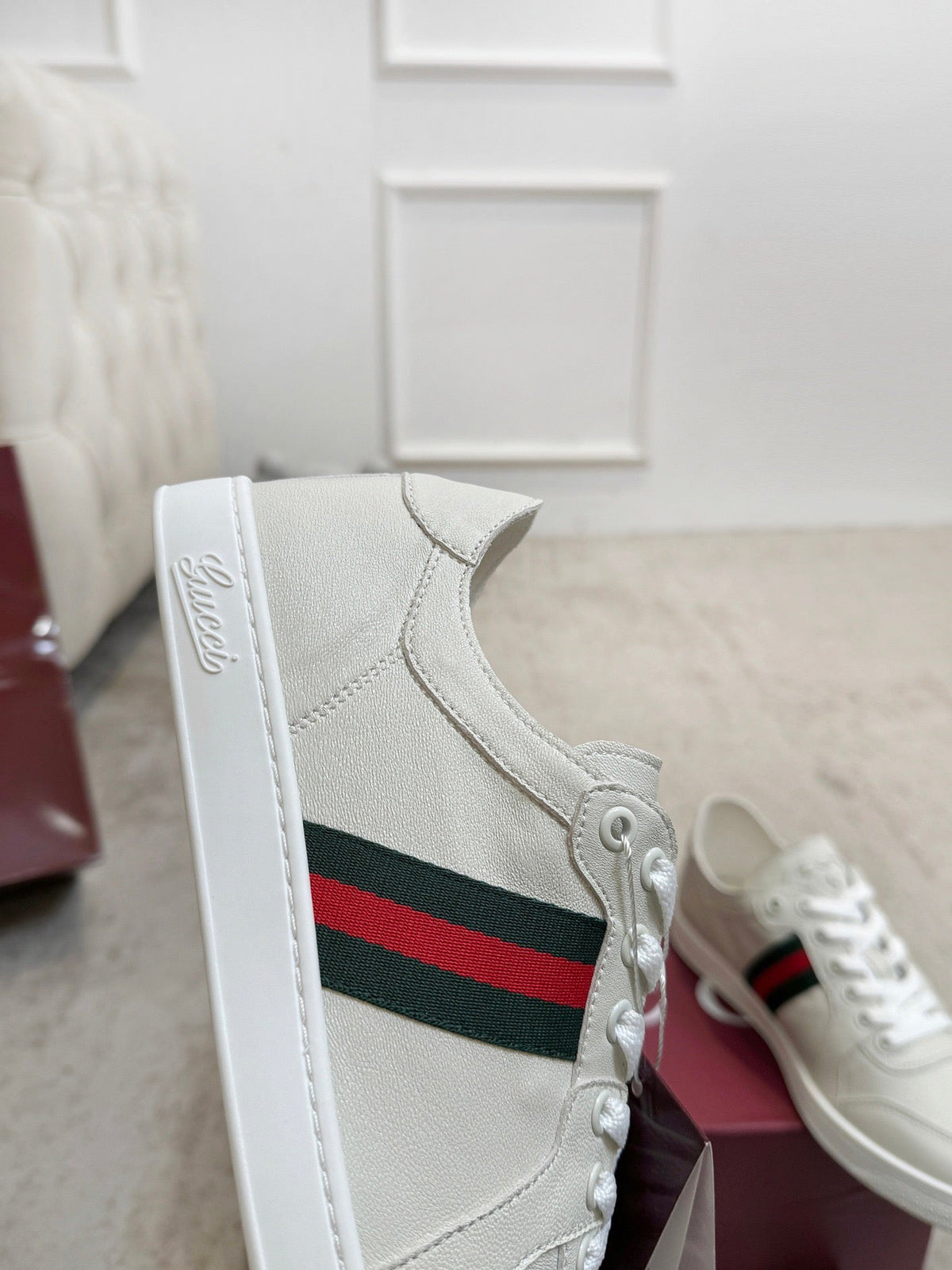 GG Stretch Low-Top Trainers White Leather 824427