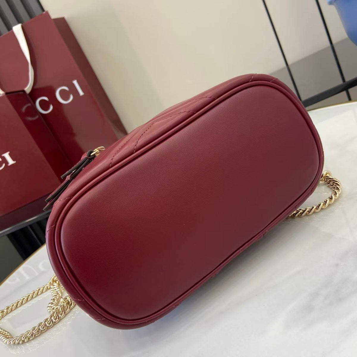 Gucci 25 Marmont Vanity Bag Rosso Ancora Red Cowhide 294900