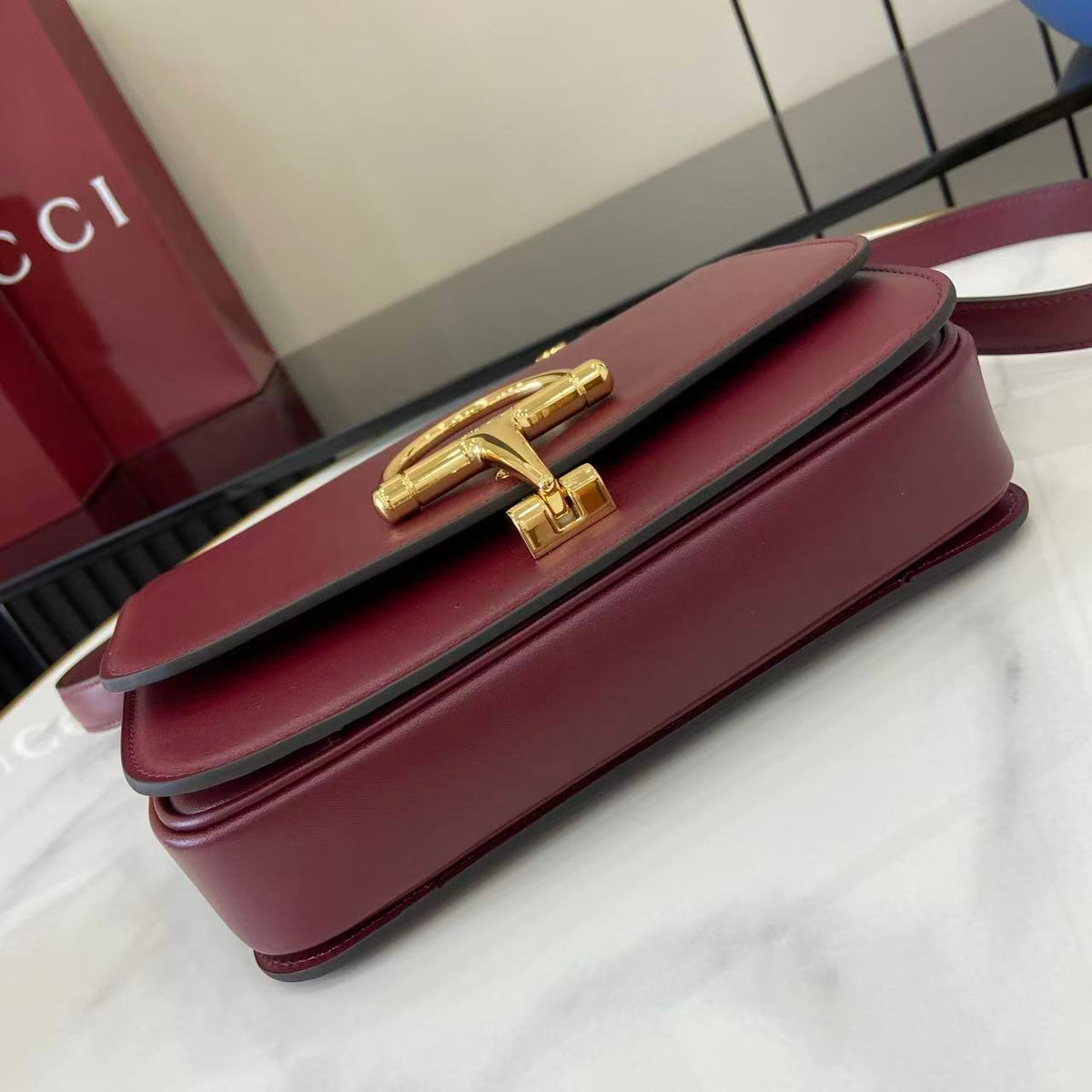Gucci 25 Siena Bag Anchor Red Gold Leather 292366