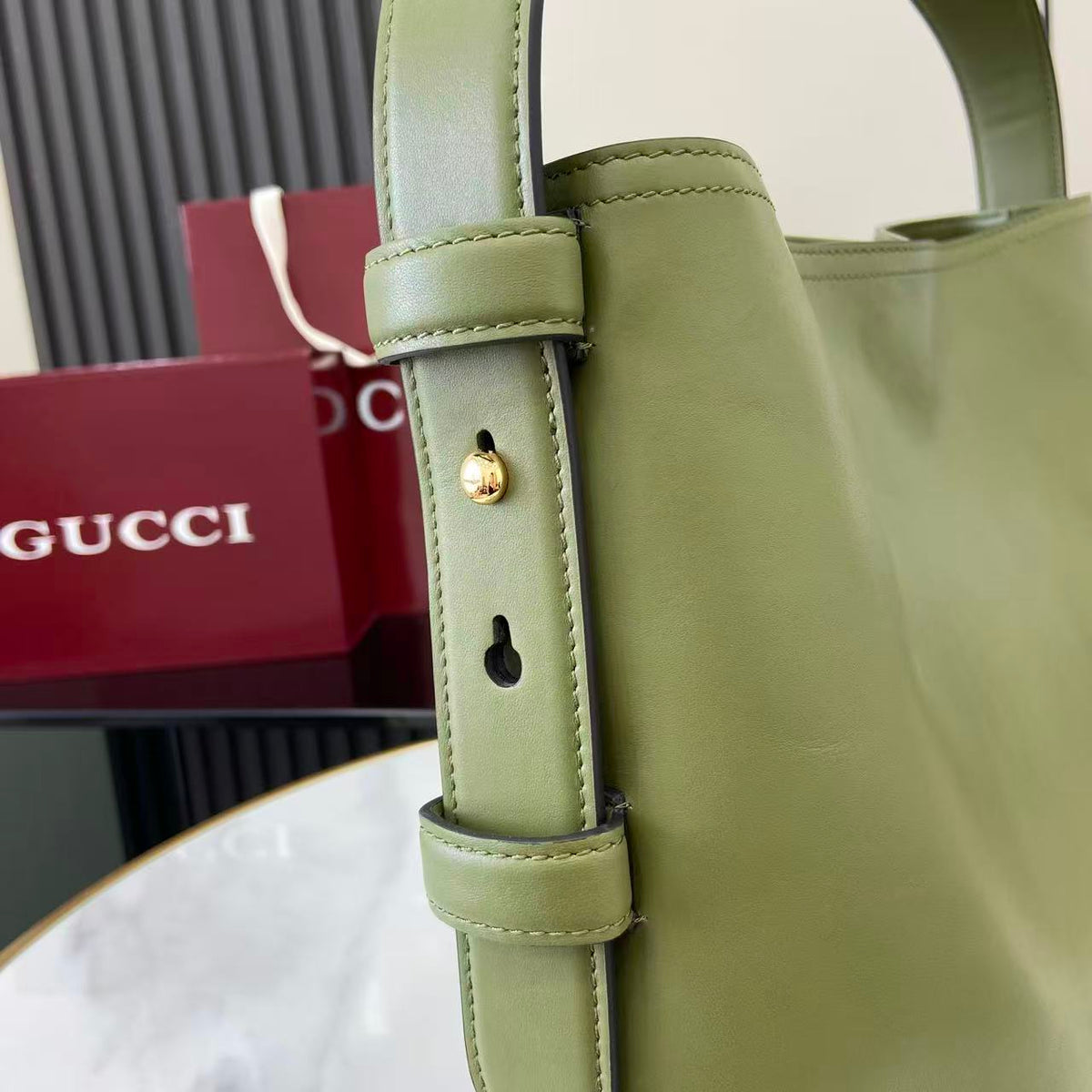 Gucci 25 Beatrix Handbag Green Smooth Cowhide 292565