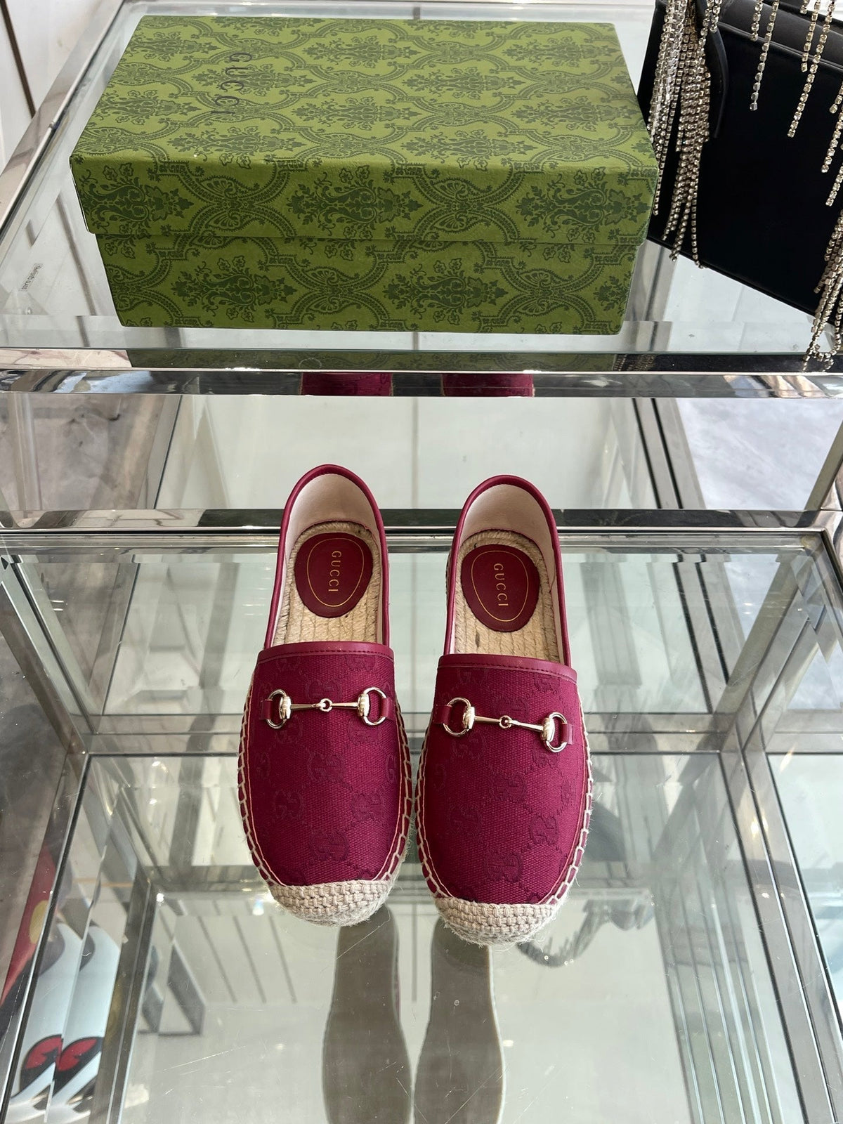 GC 2025 Espadrille With Horsebit Red Burgundy Canvas 292314