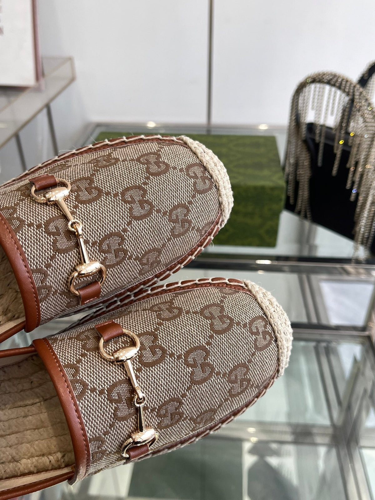 GC 2025 Espadrille With Horsebit Beige and Dark Brown Canvas 292317