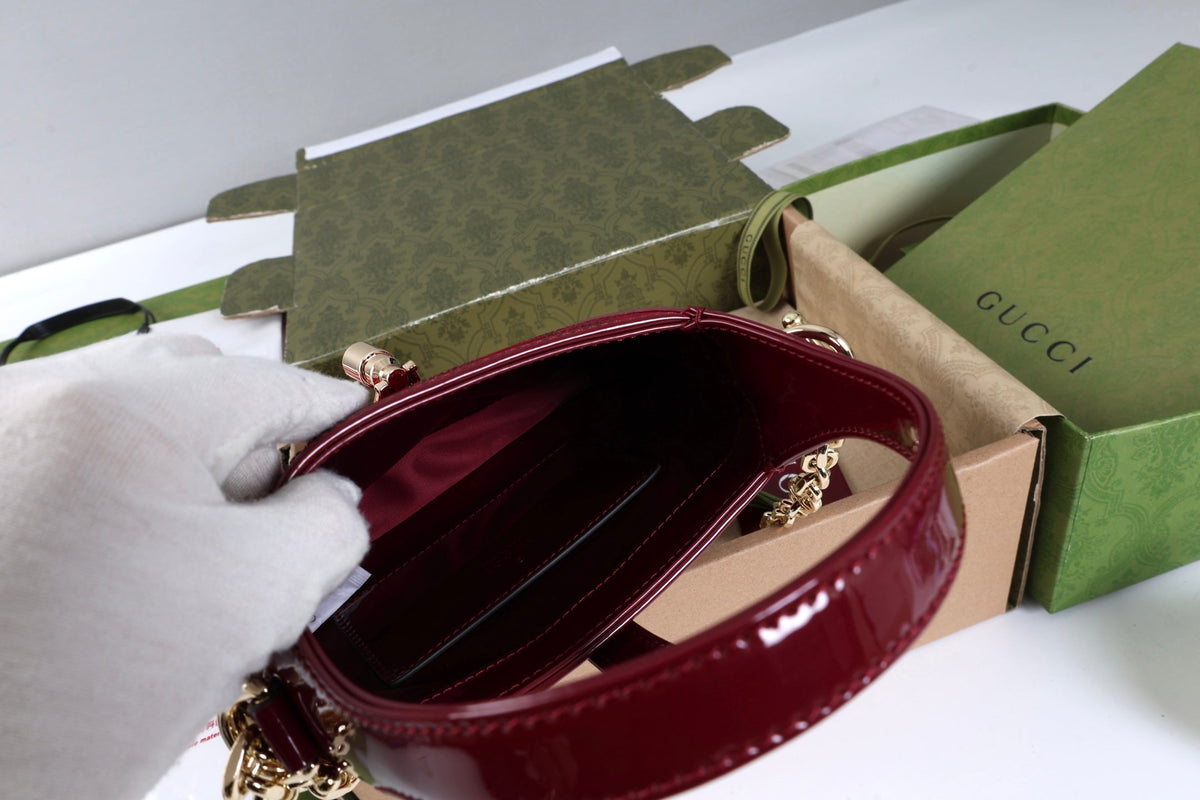 Gucci Jackie 1961 Mini Bag Red Patent Leather Crystals