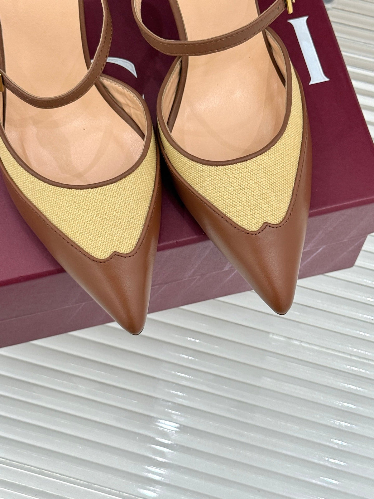 GG 26WF Mules 9.5cm Brown Beige Leather Canvas 886167