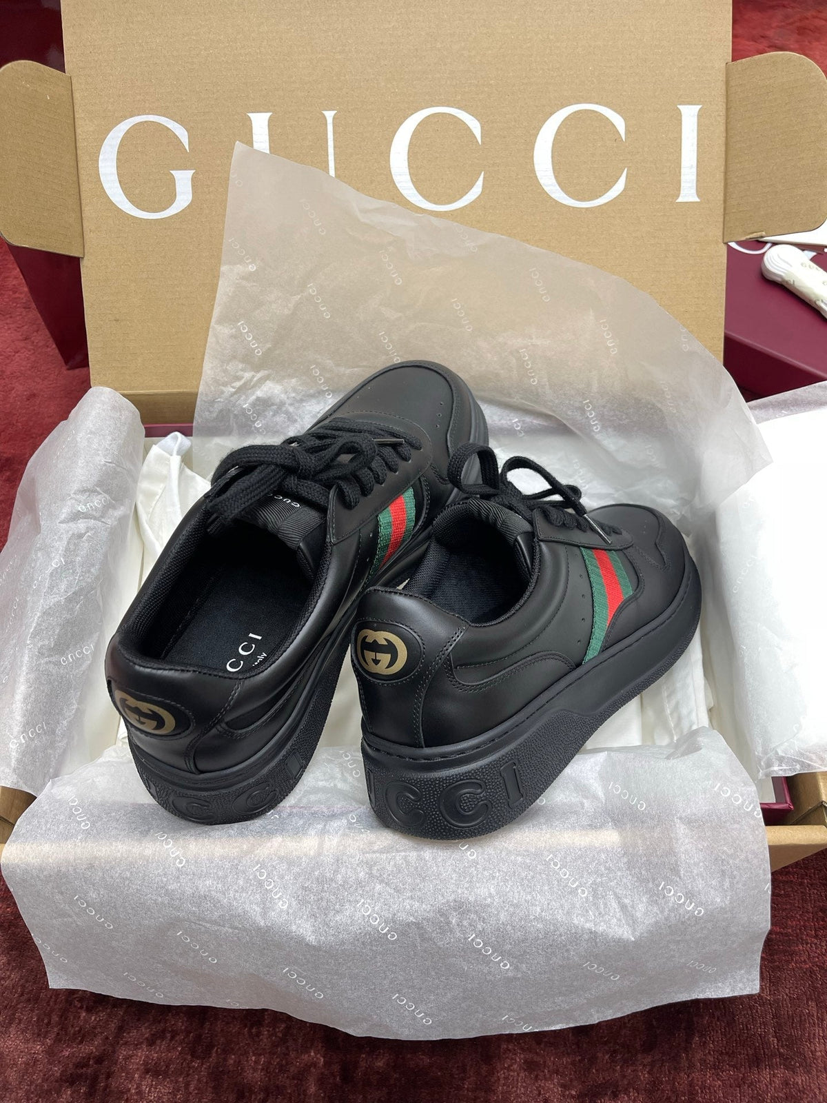 GG Chunky Trainers Black Leather 543409