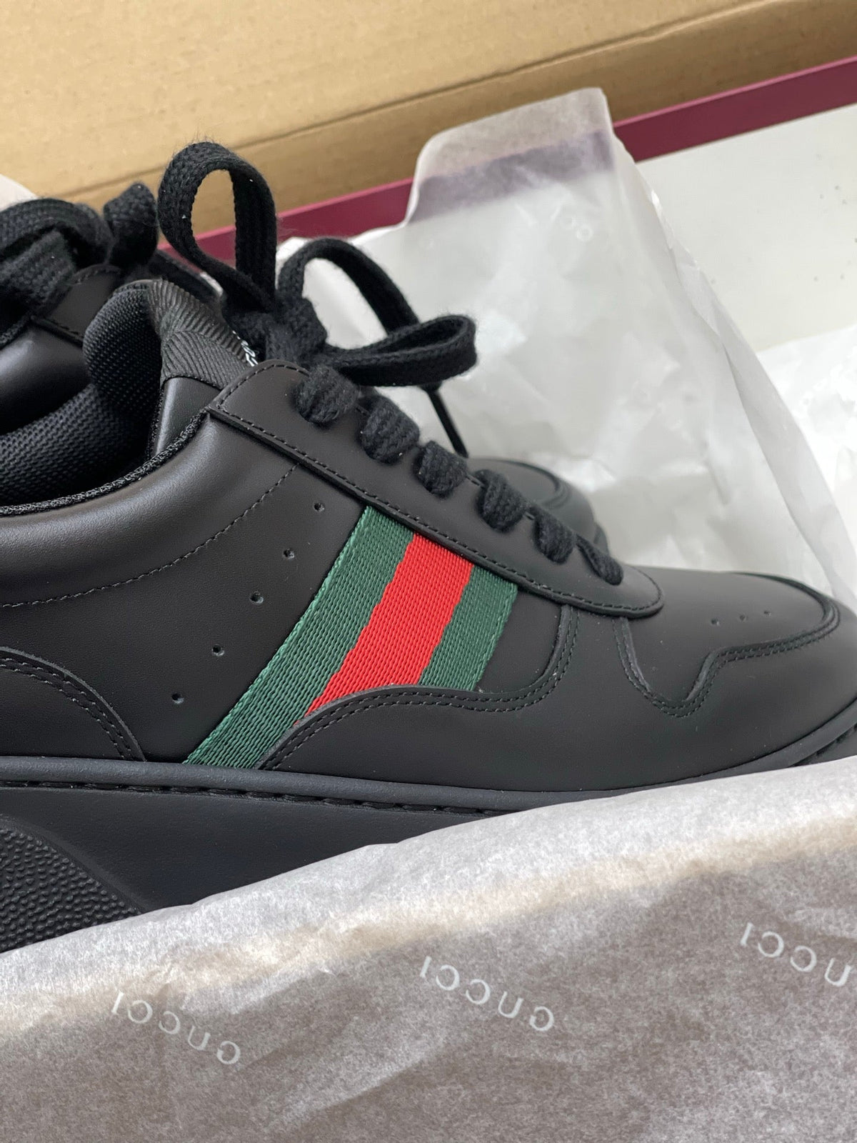 GG Chunky Trainers Black Leather 543409