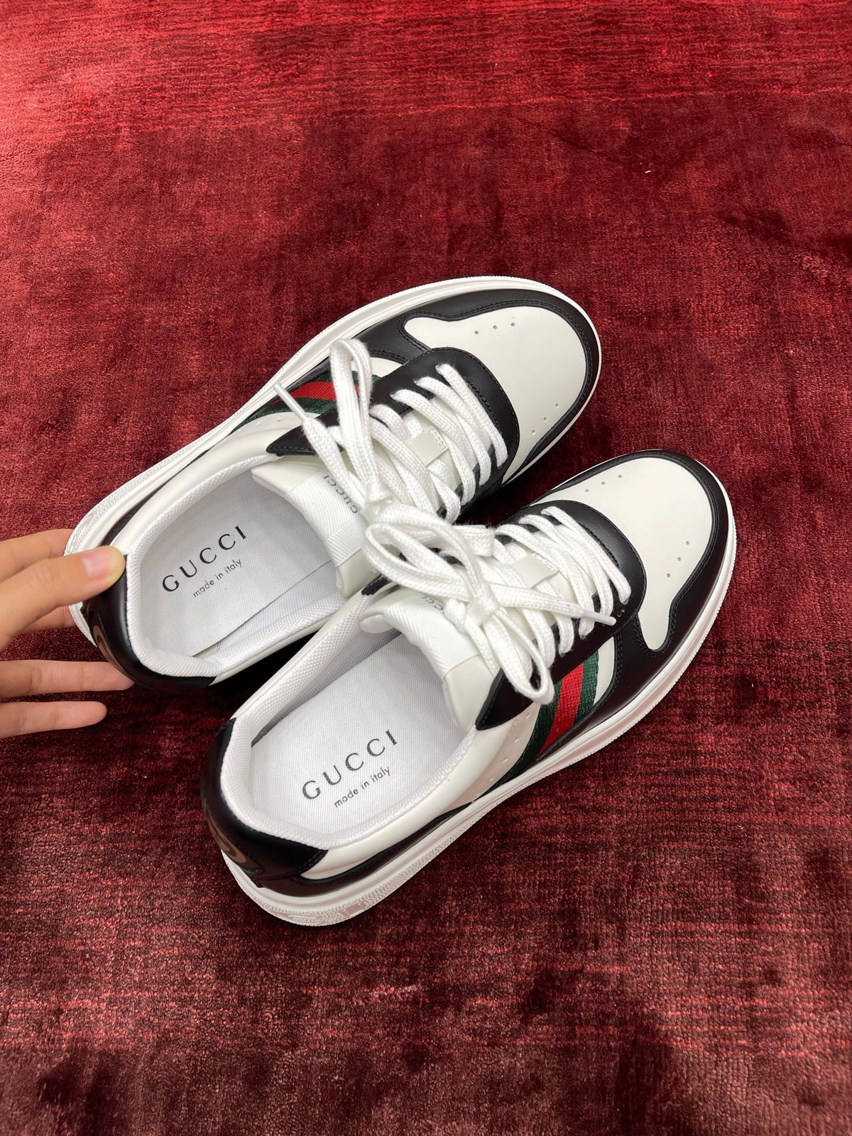GG Chunky Trainers Black White Leather 543413