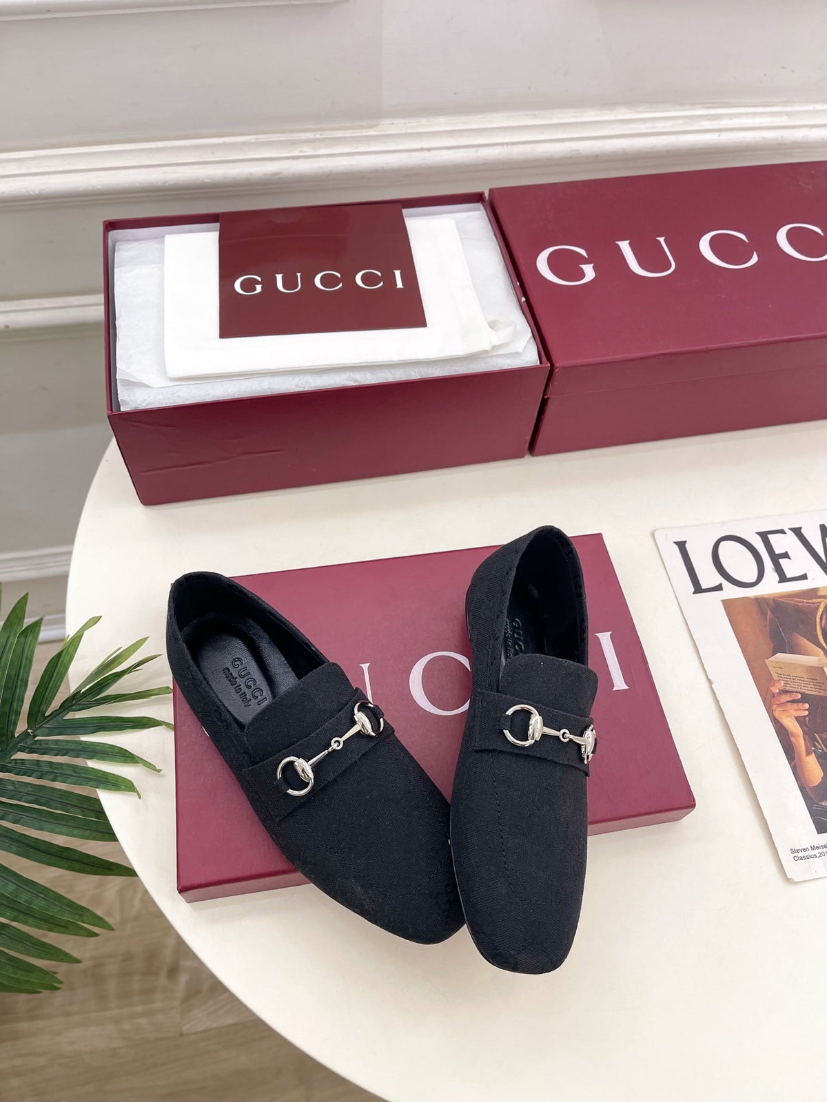 GG 26s Loafer With Horsebit Black Canvas 640285