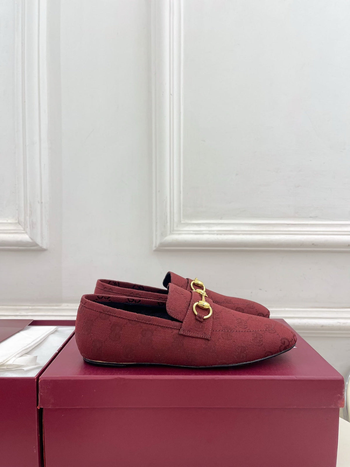 GG 26s Loafer With Horsebit Red Canvas 640287