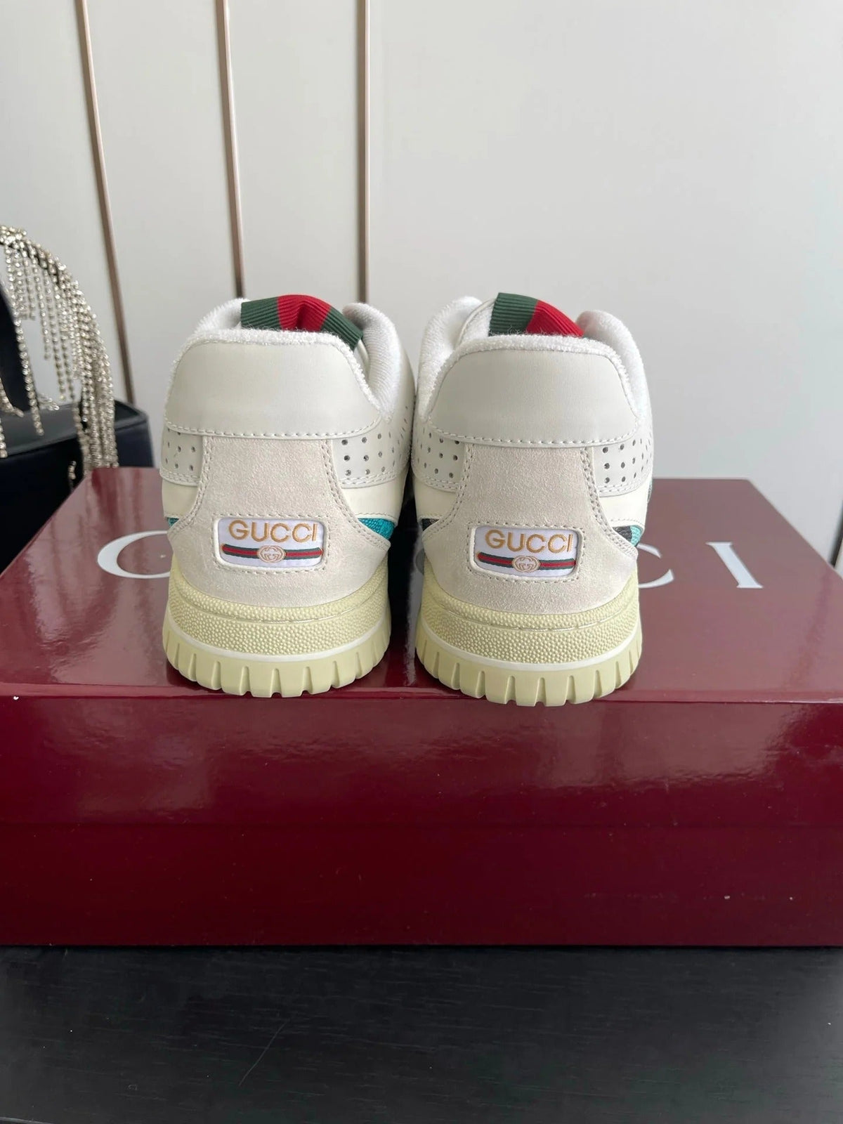 GG 26 Couple Sneakers White Gray Blue Cowhide 631674