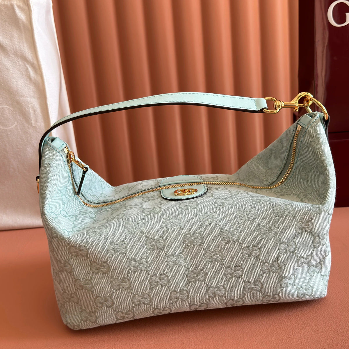 Gucci 2026 Vanity GG-Canvas Top Handle Bag 27.5cm Green Canvas Leather 280774