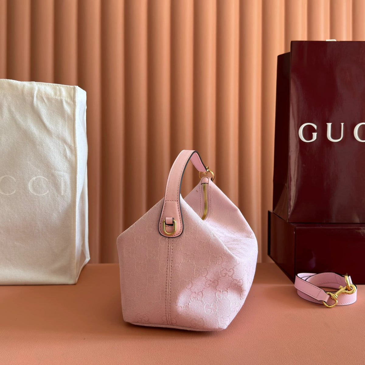Gucci 2026 Vanity GG-Canvas Top Handle Bag 27.5cm Pink Canvas Leather 280773