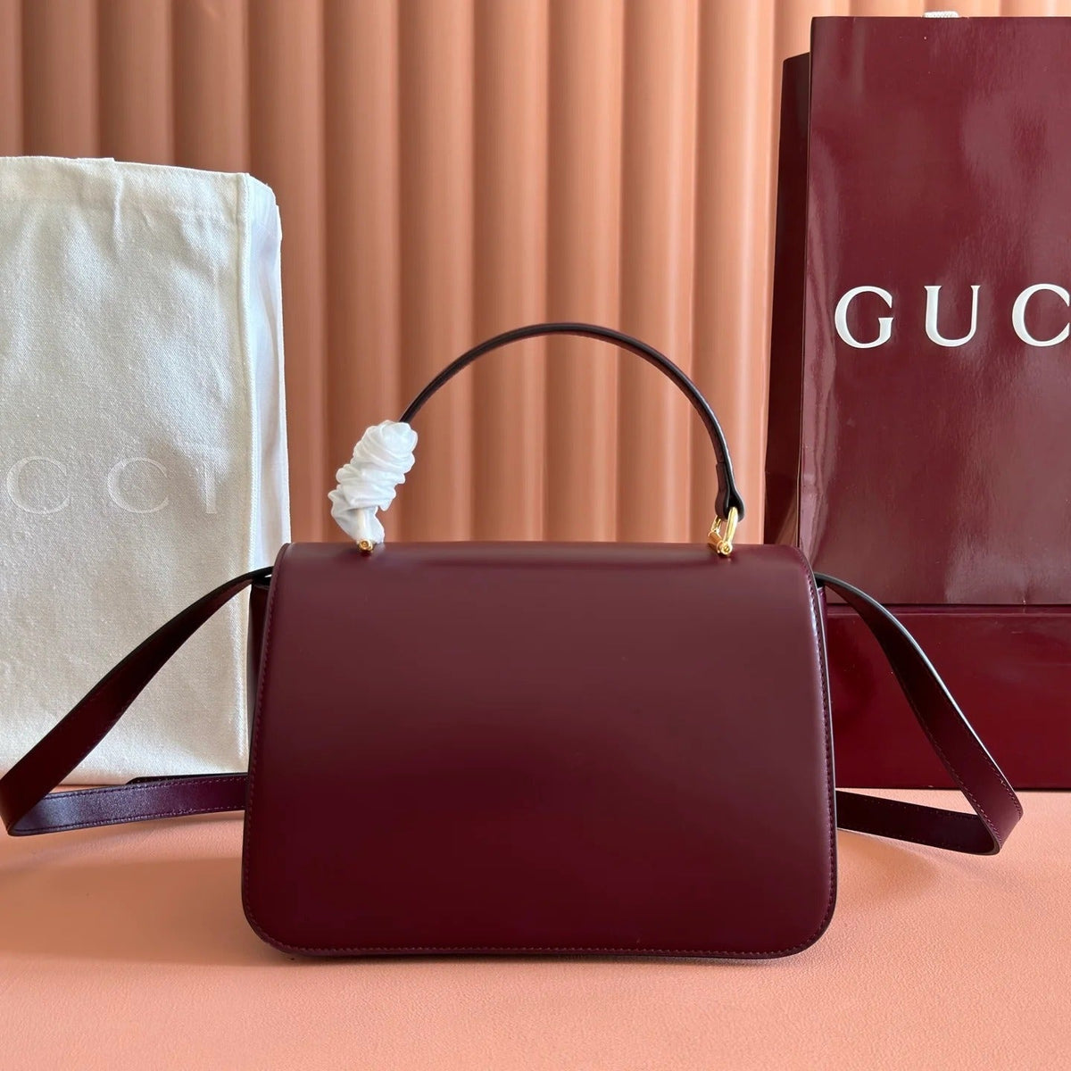 Gucci 2026 Siena Bag 25.5cm Red Gold Leather 277141